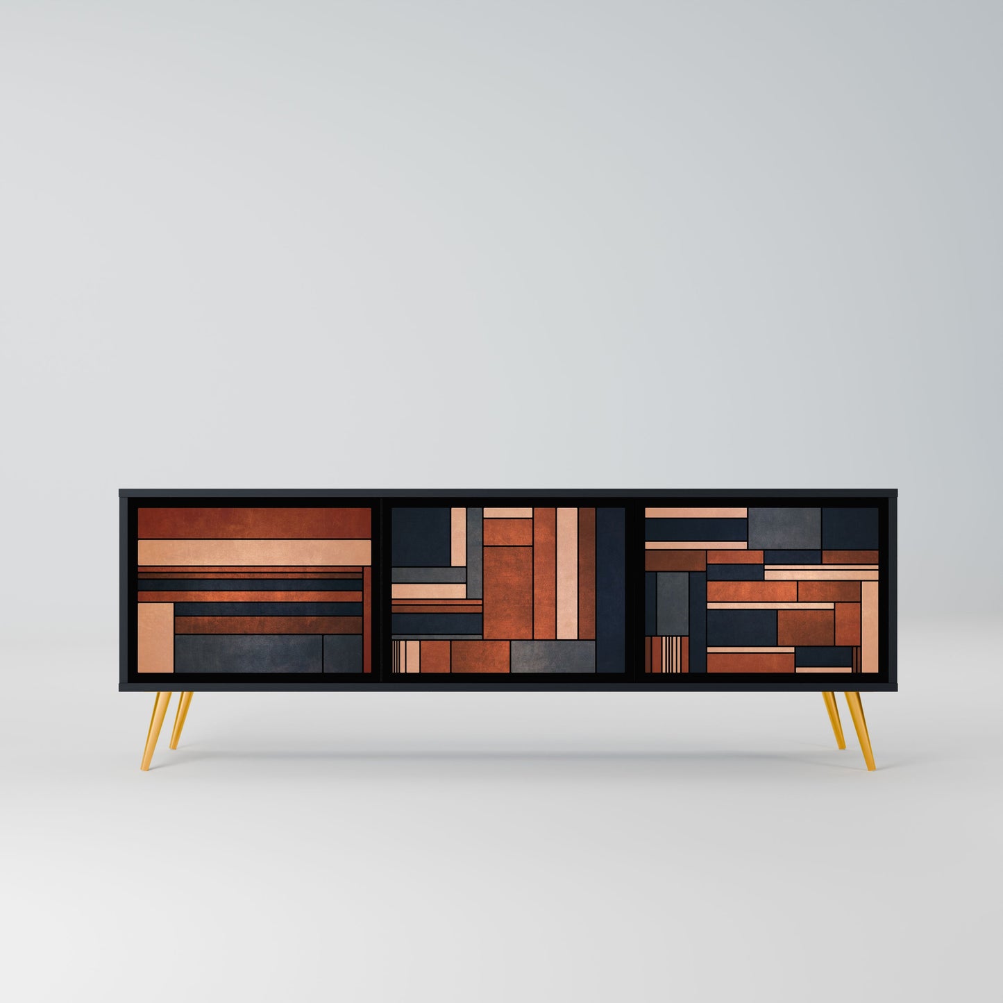 INTREPID FORMATION 3-Door TV Stand in Black Finish