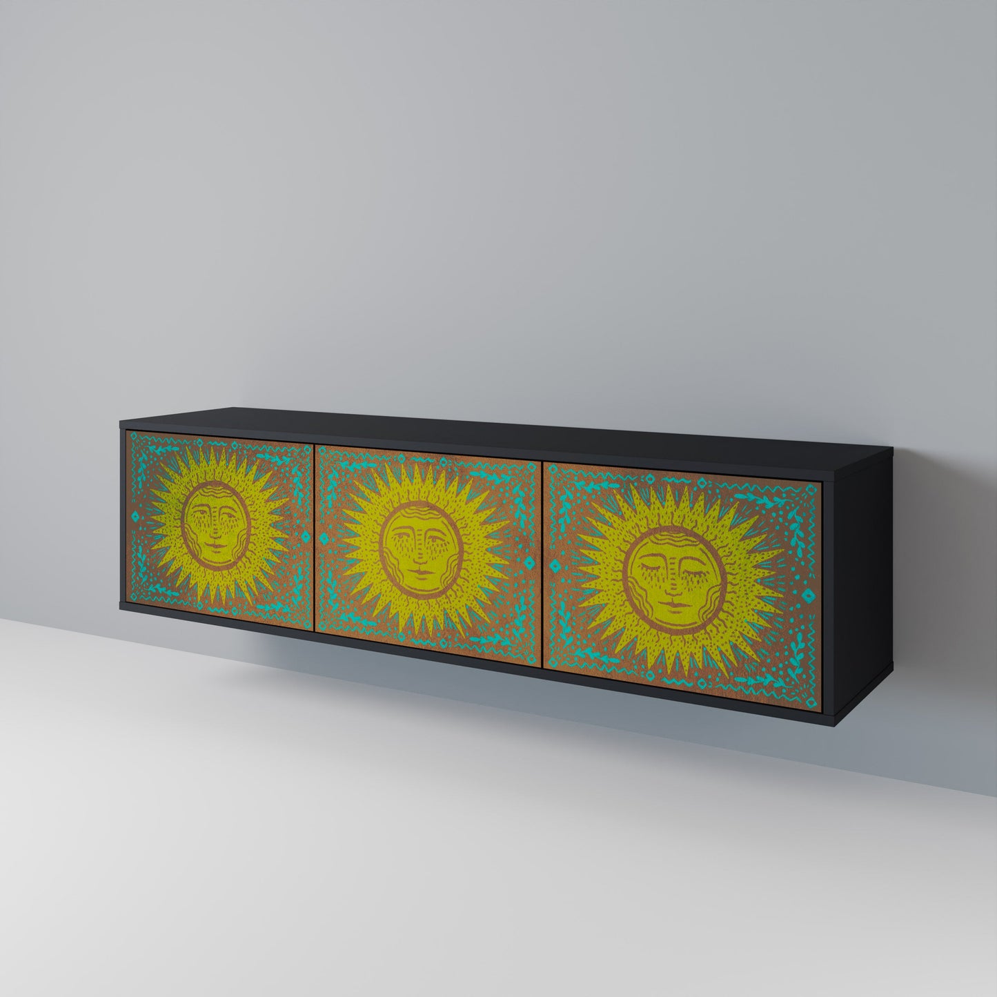 SUNSHINE EULOGY 3-Door TV Stand in Black Finish