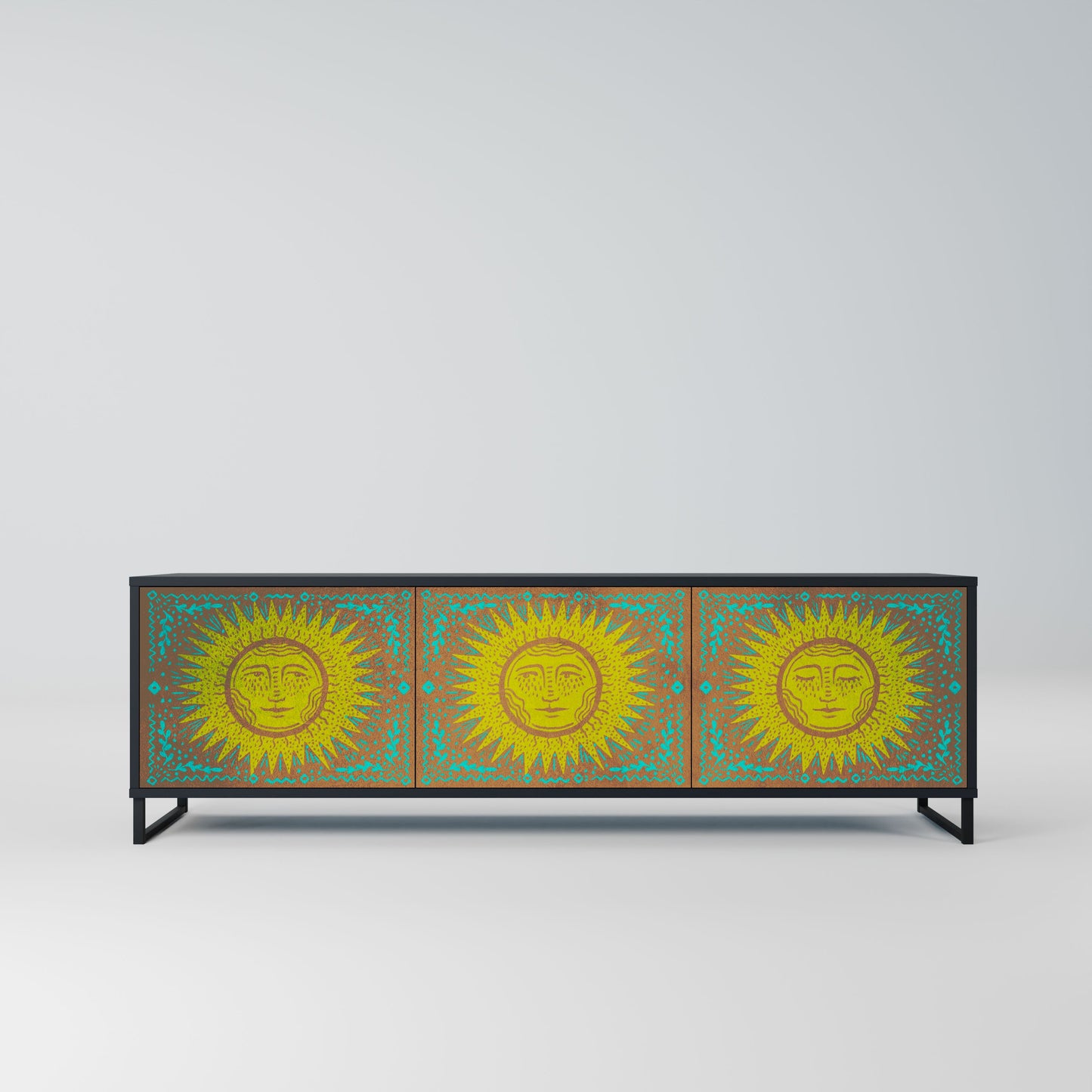 SUNSHINE EULOGY 3-Door TV Stand in Black Finish
