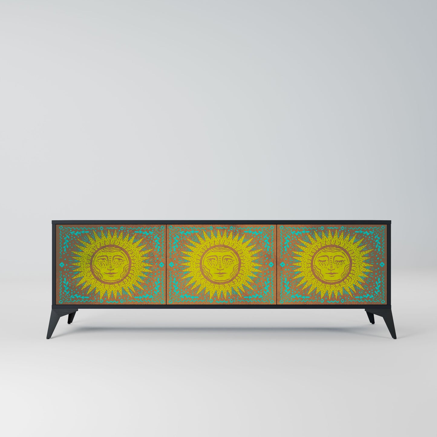 SUNSHINE EULOGY 3-Door TV Stand in Black Finish