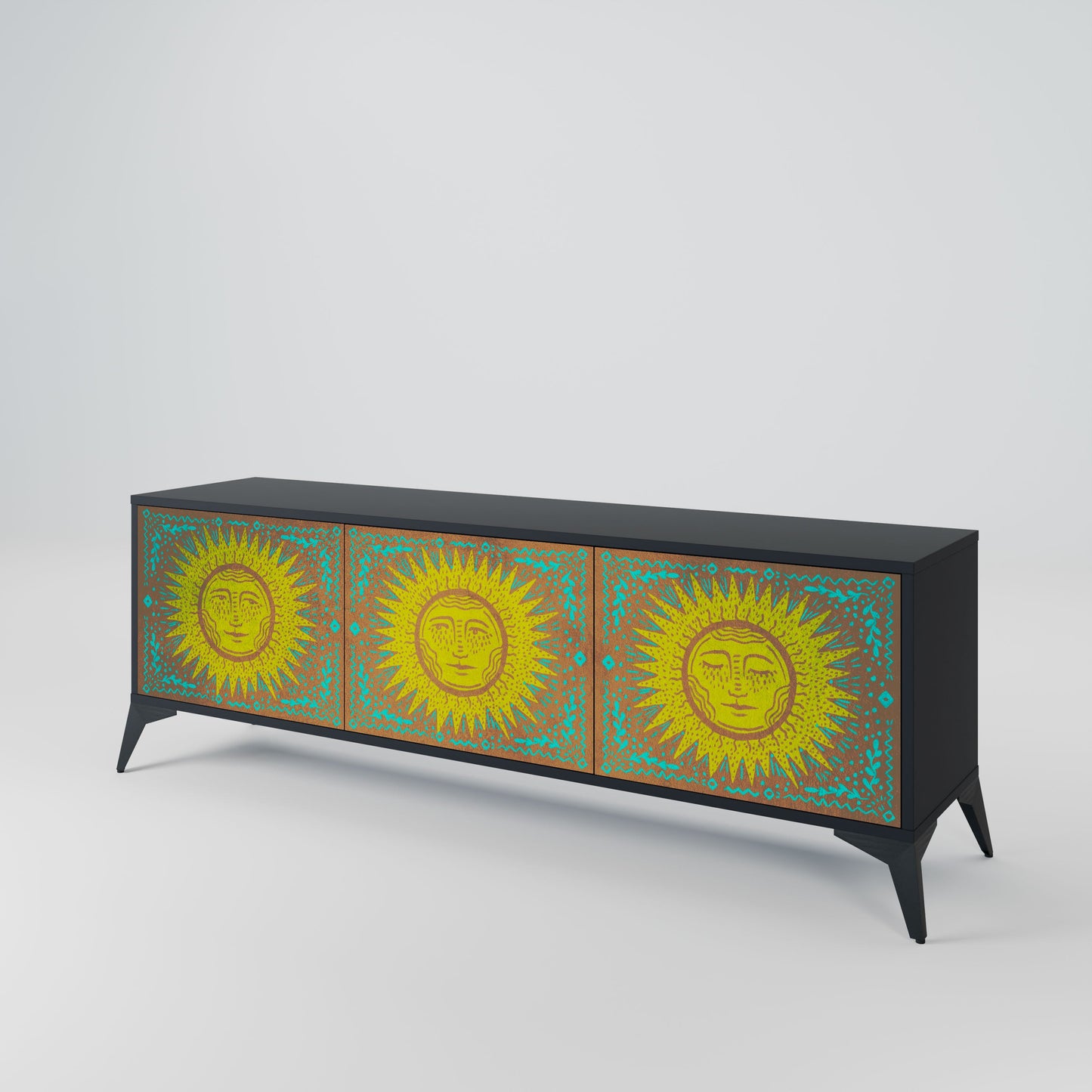 SUNSHINE EULOGY 3-Door TV Stand in Black Finish
