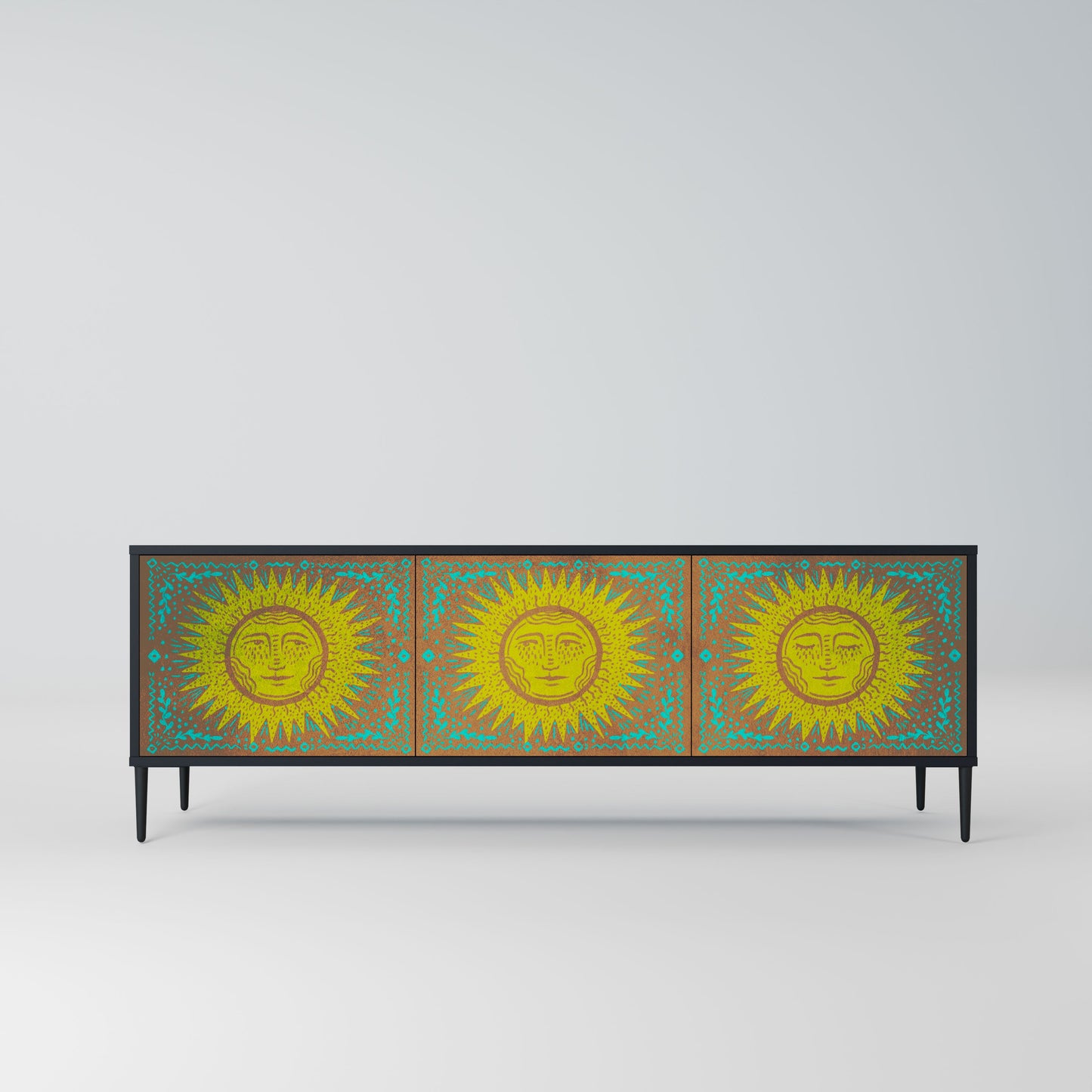 SUNSHINE EULOGY 3-Door TV Stand in Black Finish