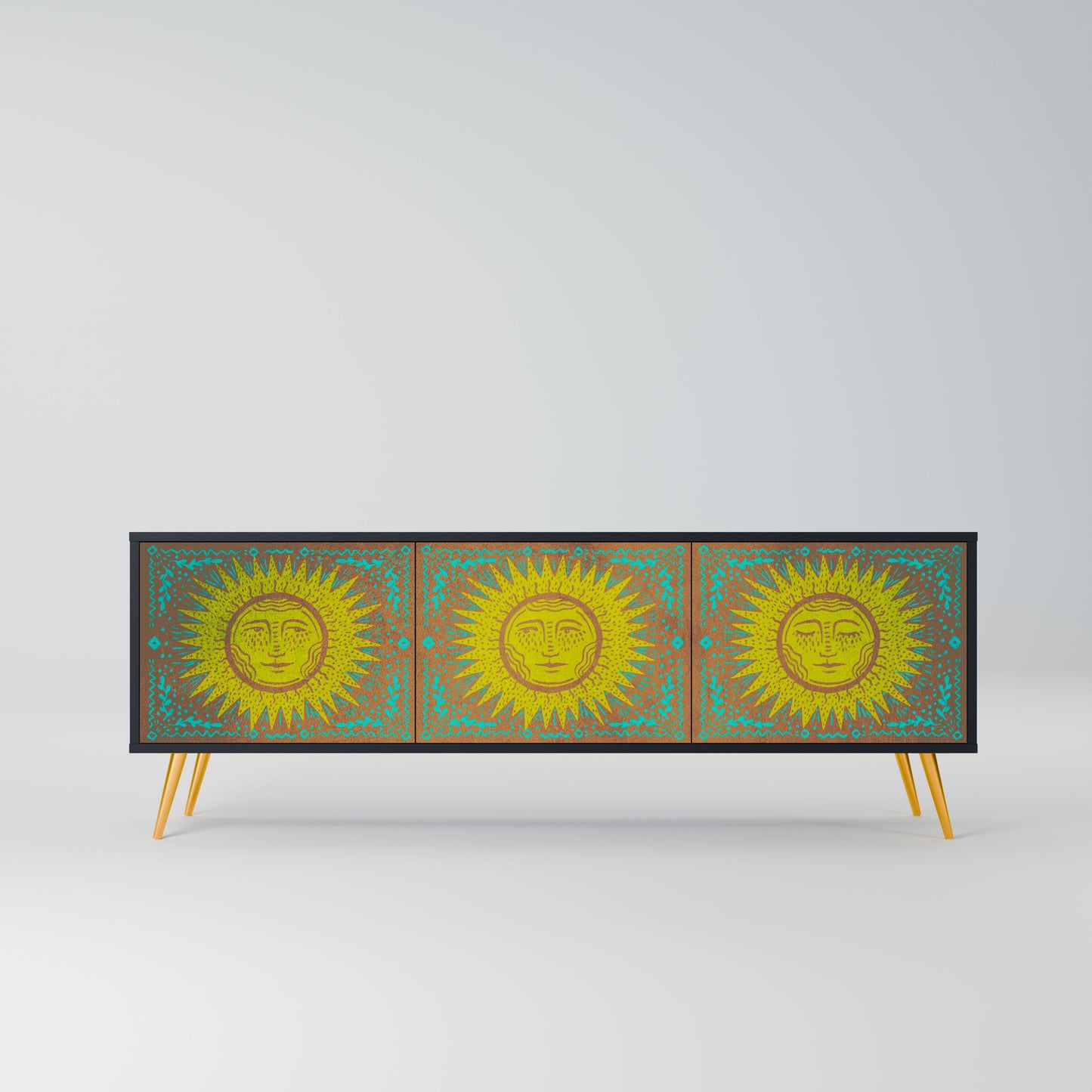 SUNSHINE EULOGY 3-Door TV Stand in Black Finish
