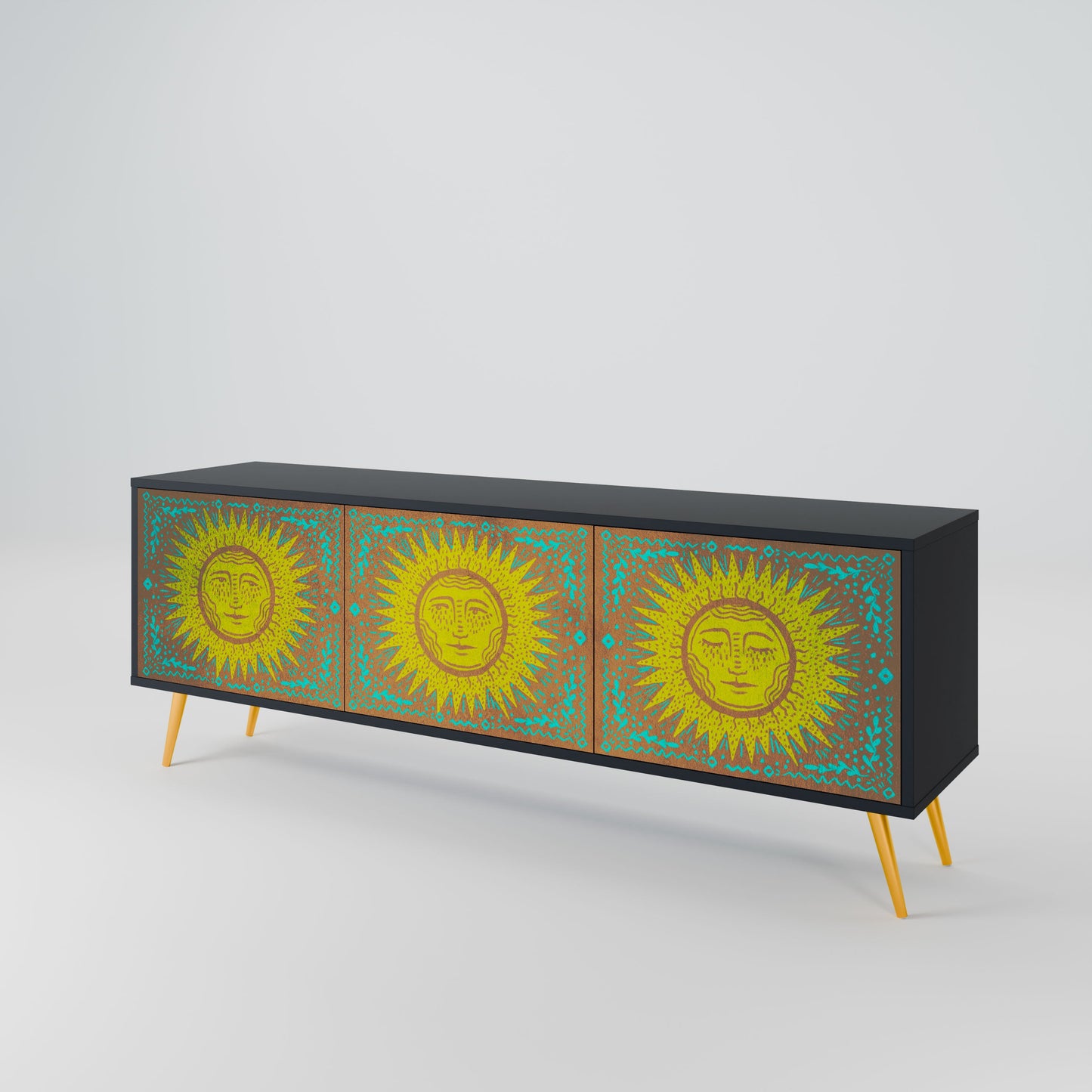 SUNSHINE EULOGY 3-Door TV Stand in Black Finish