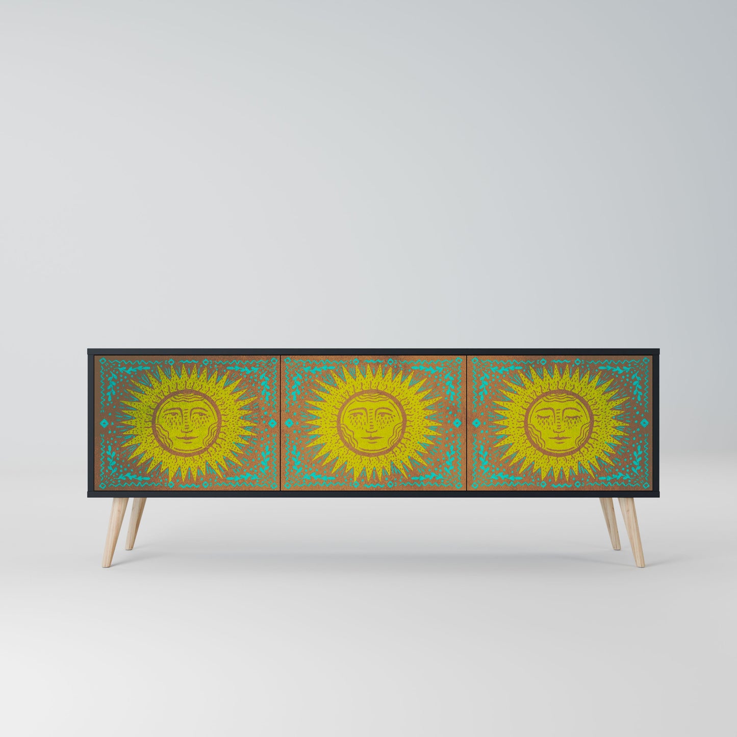 SUNSHINE EULOGY 3-Door TV Stand in Black Finish