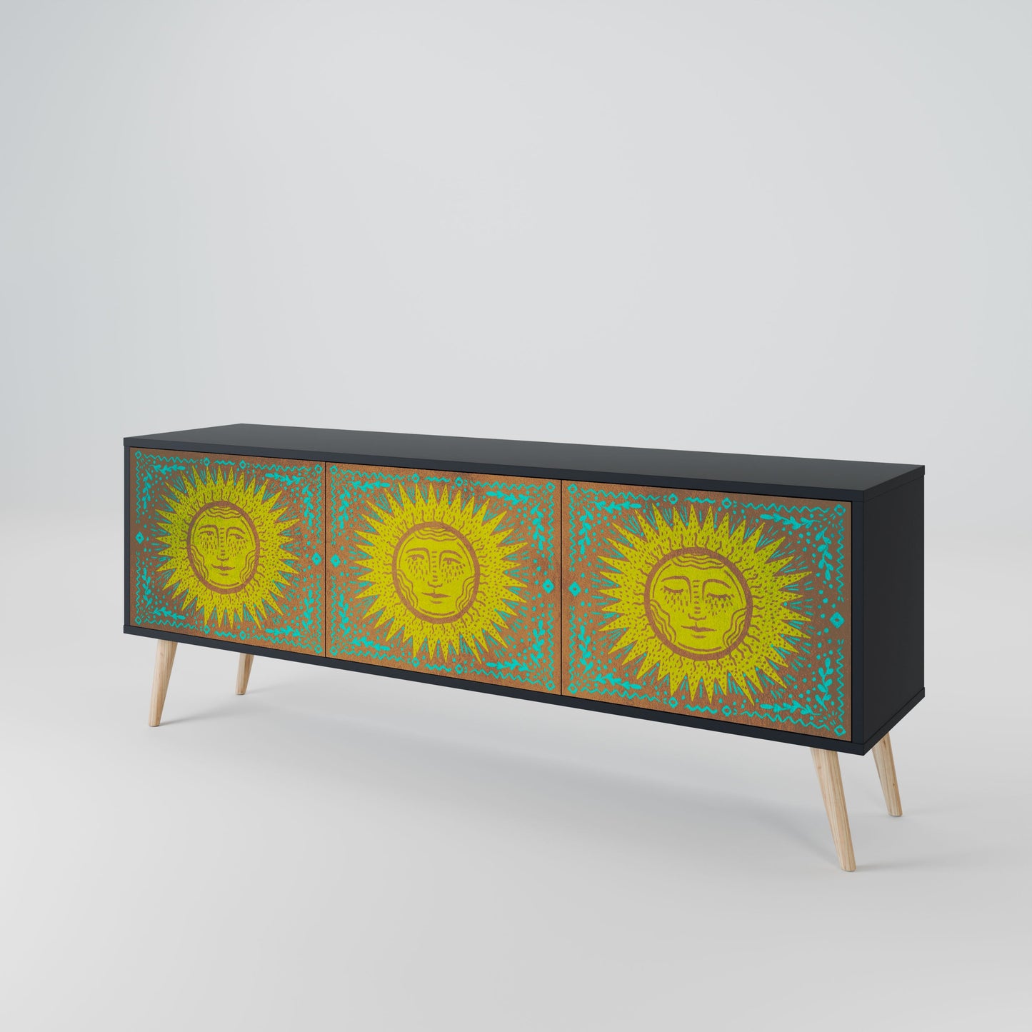 SUNSHINE EULOGY 3-Door TV Stand in Black Finish