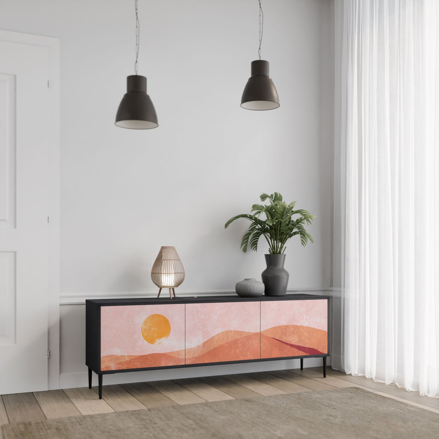 Mobile TV LUMINOUS SUNLIGHT a 3 ante con finitura nera