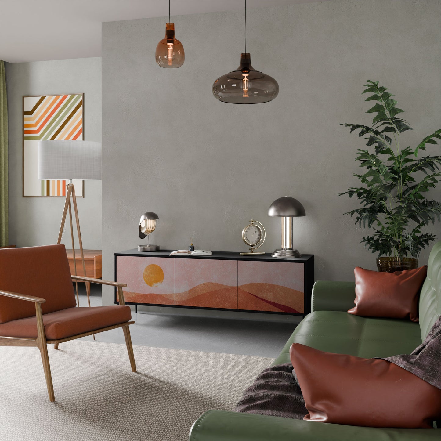 Mobile TV LUMINOUS SUNLIGHT a 3 ante con finitura nera