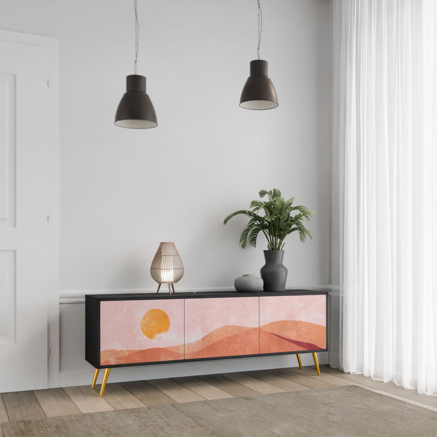 Mobile TV LUMINOUS SUNLIGHT a 3 ante con finitura nera