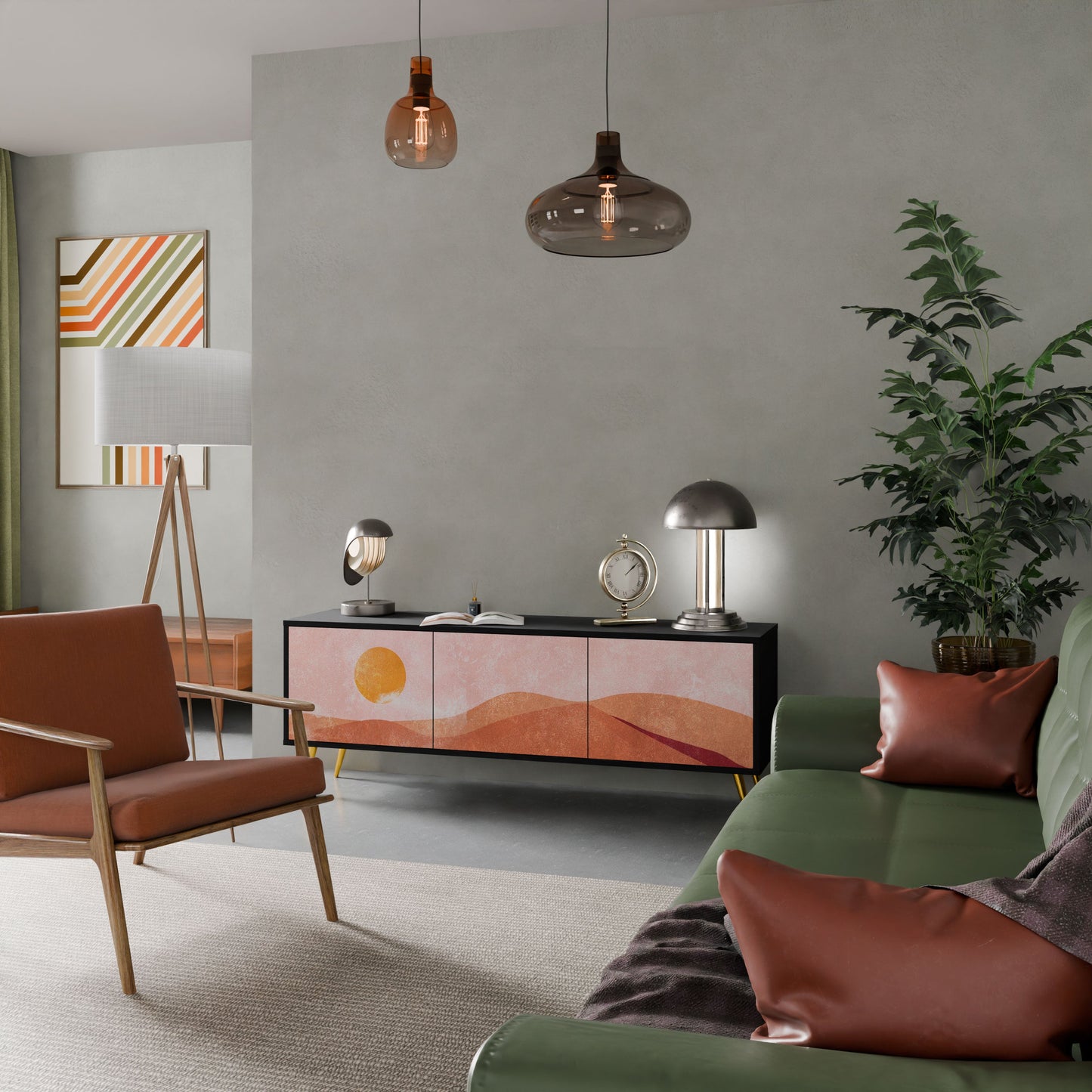 Mobile TV LUMINOUS SUNLIGHT a 3 ante con finitura nera