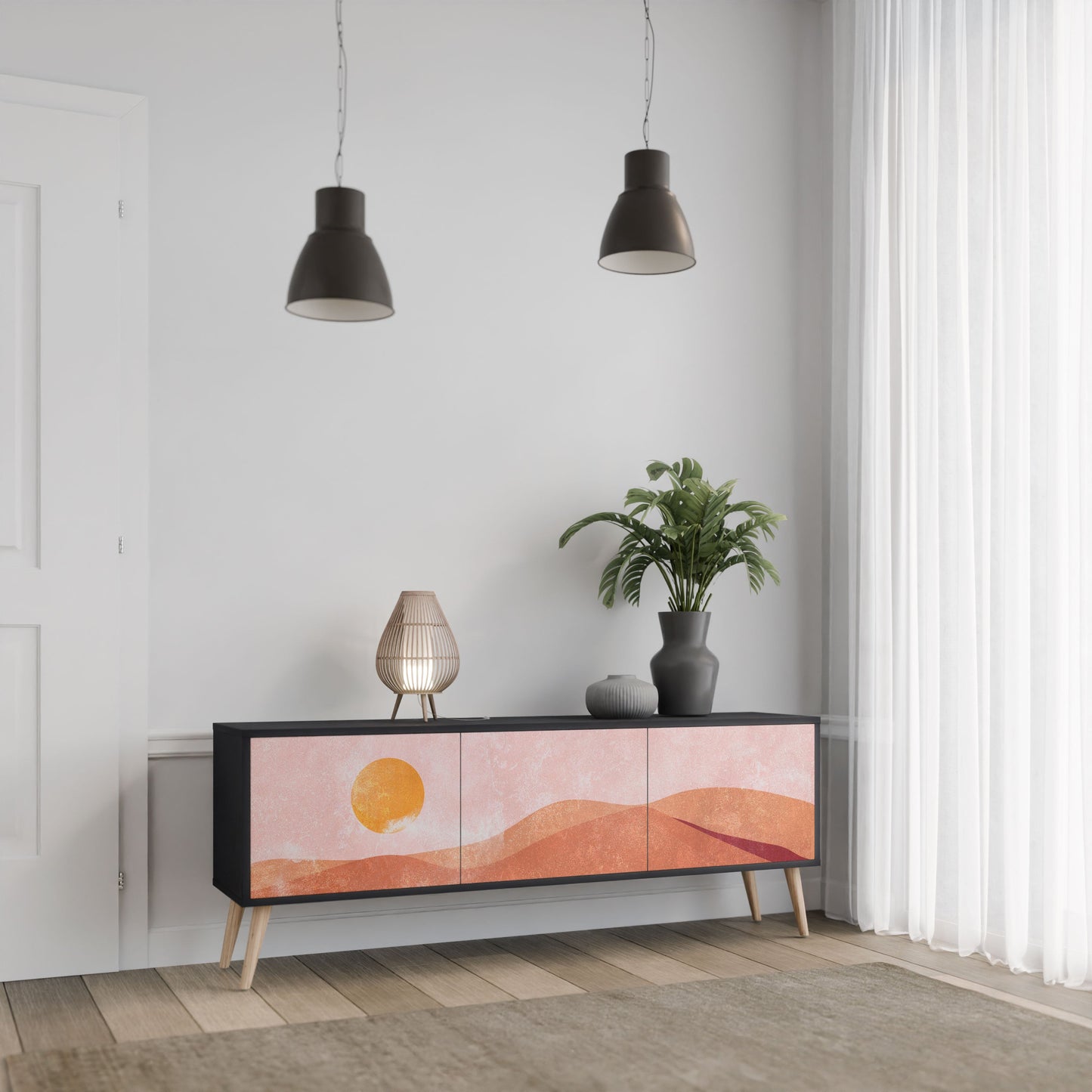 Mobile TV LUMINOUS SUNLIGHT a 3 ante con finitura nera
