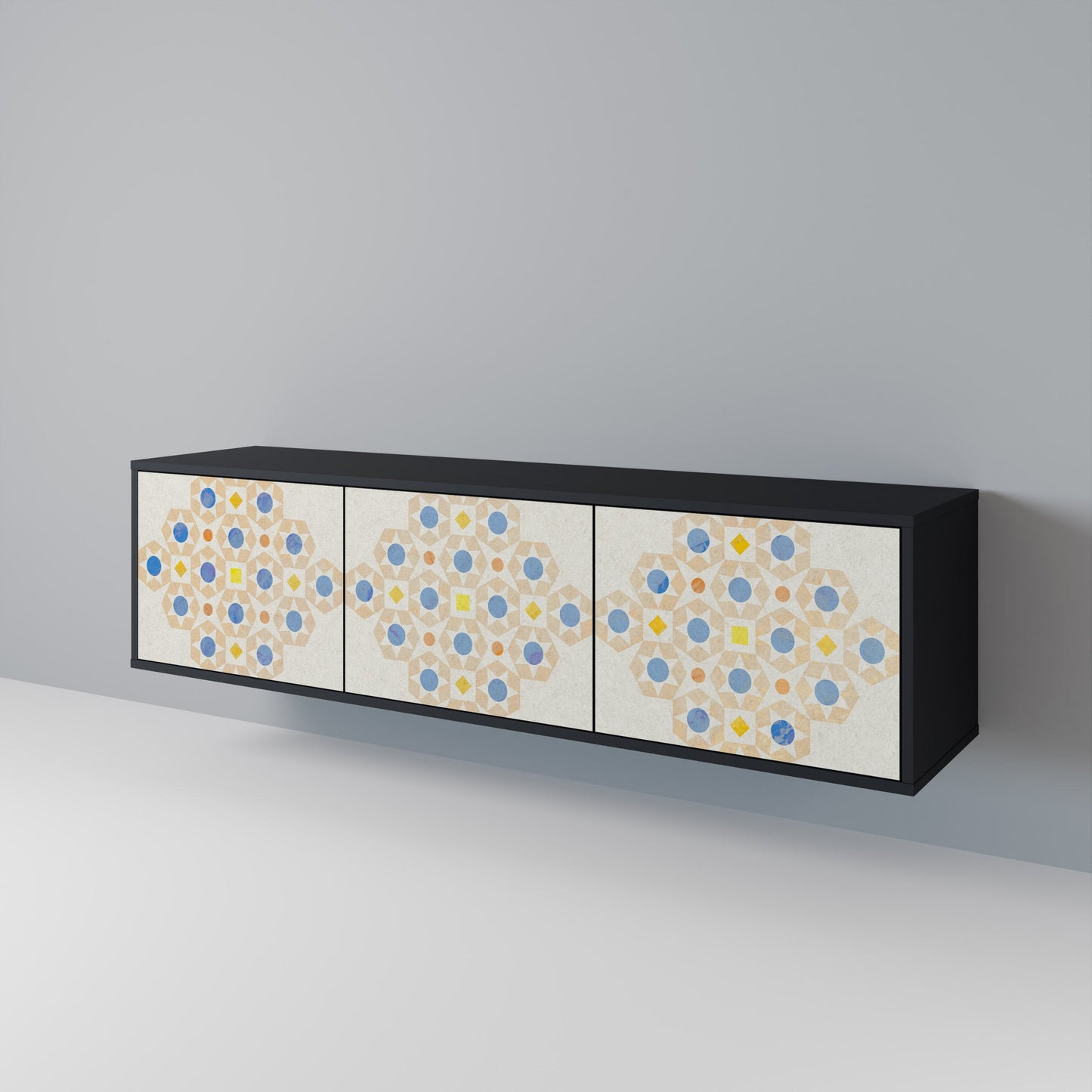Mobile TV a 3 ante PATTERNED PRISM in finitura nera