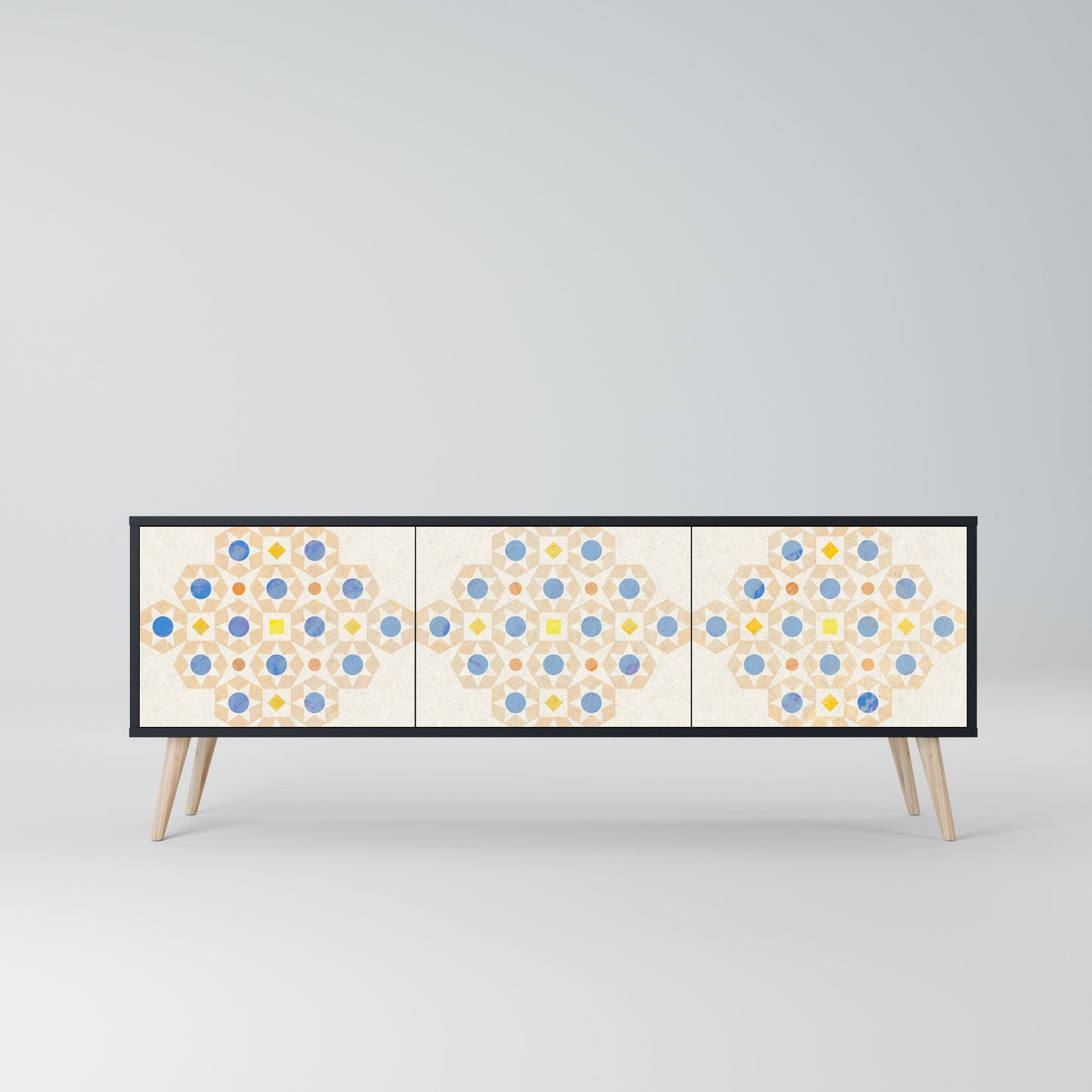 Mobile TV a 3 ante PATTERNED PRISM in finitura nera