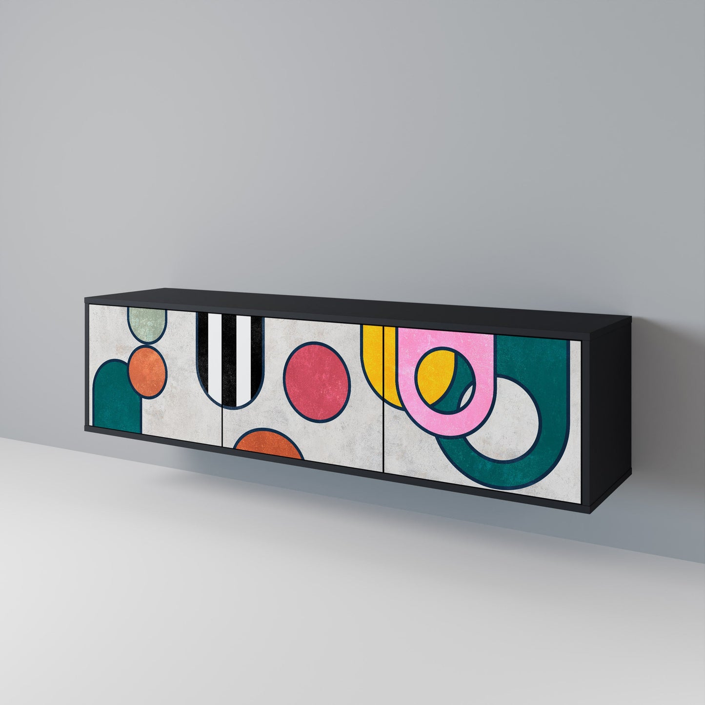 Mobile TV COOL STORY a 3 ante con finitura nera