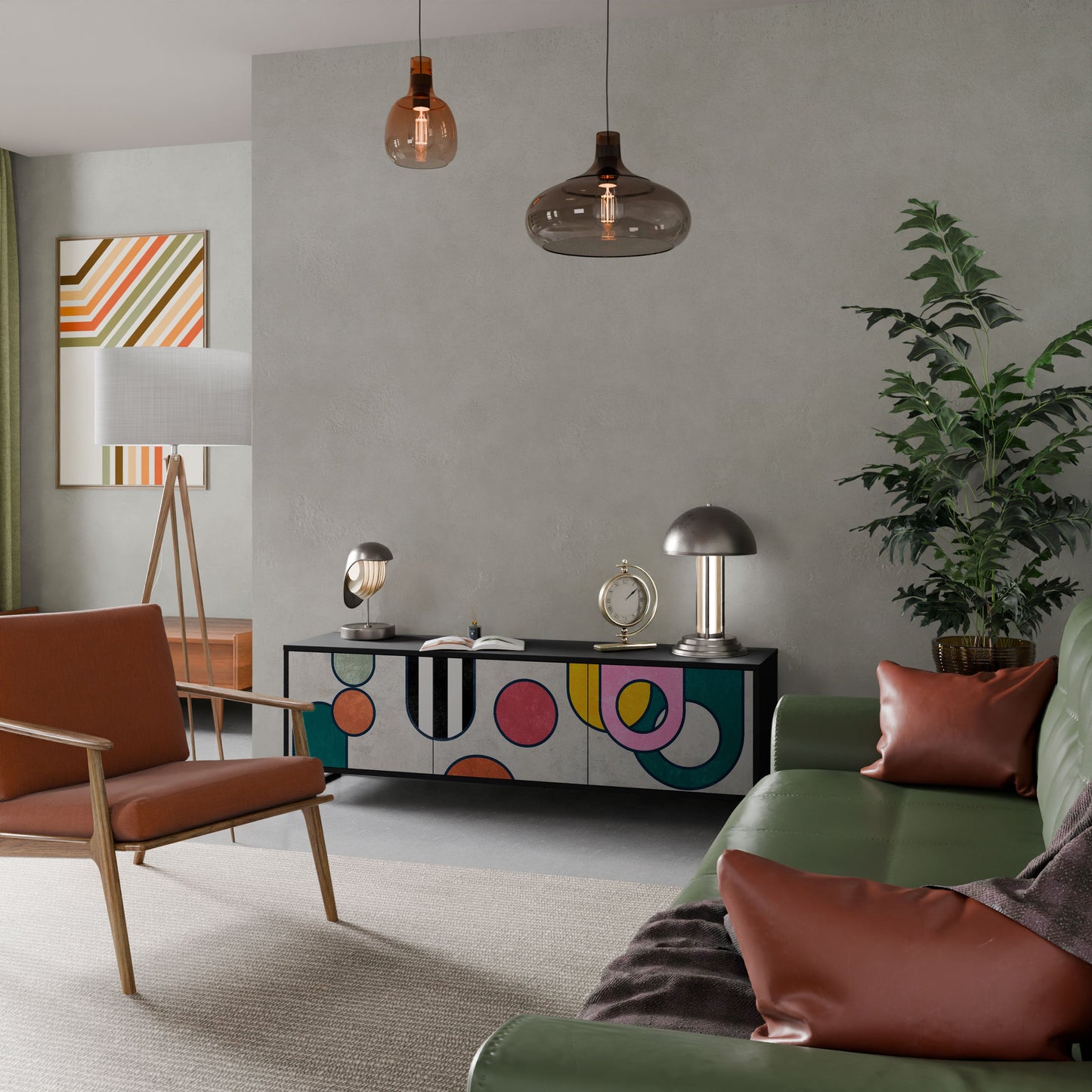 Mobile TV COOL STORY a 3 ante con finitura nera