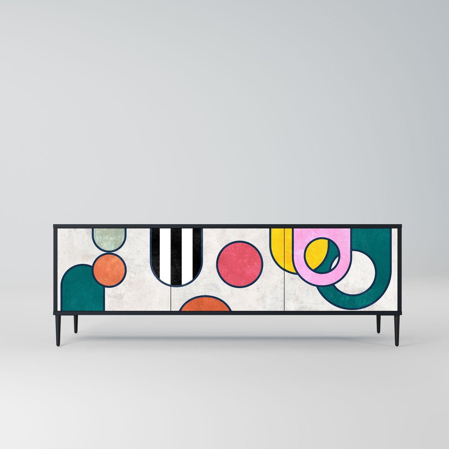 Mobile TV COOL STORY a 3 ante con finitura nera