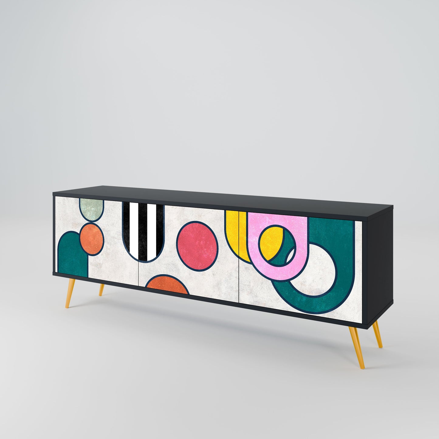 Mobile TV COOL STORY a 3 ante con finitura nera