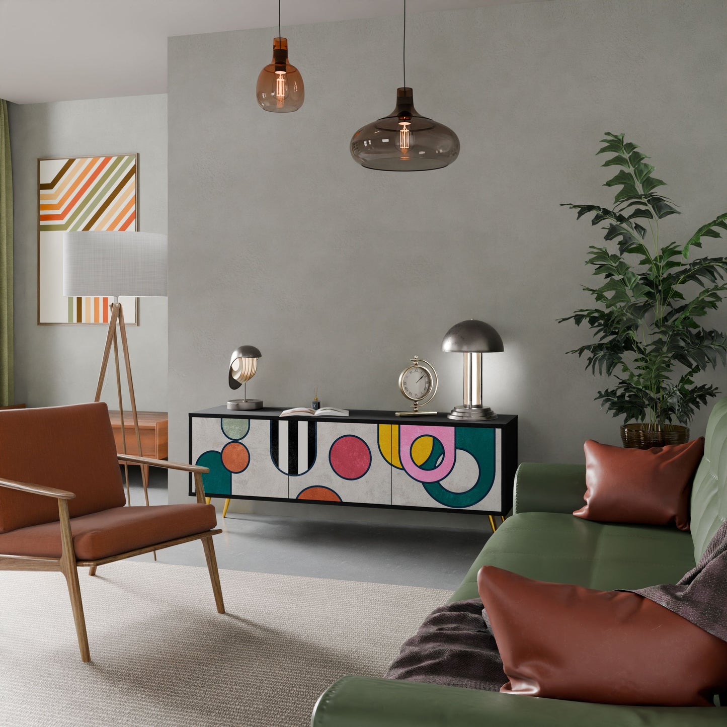 Mobile TV COOL STORY a 3 ante con finitura nera