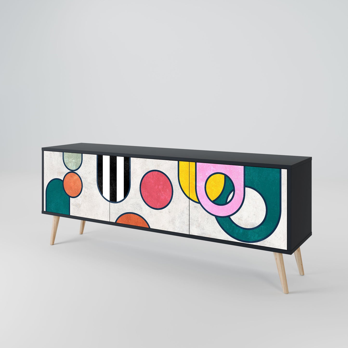 Mobile TV COOL STORY a 3 ante con finitura nera