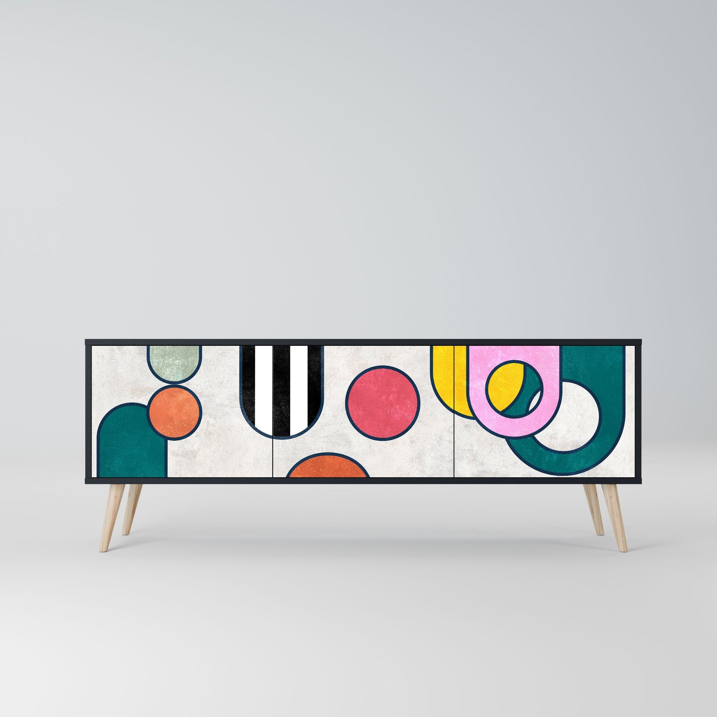 Mobile TV COOL STORY a 3 ante con finitura nera