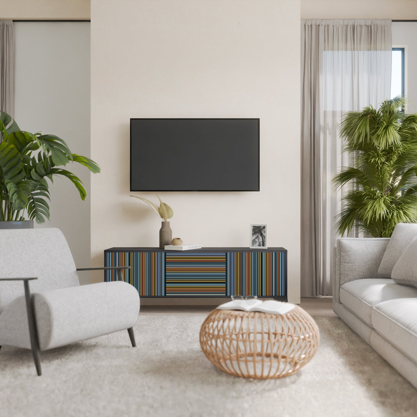 Mobile TV LINEOUT SPECTRUM a 3 ante con finitura nera