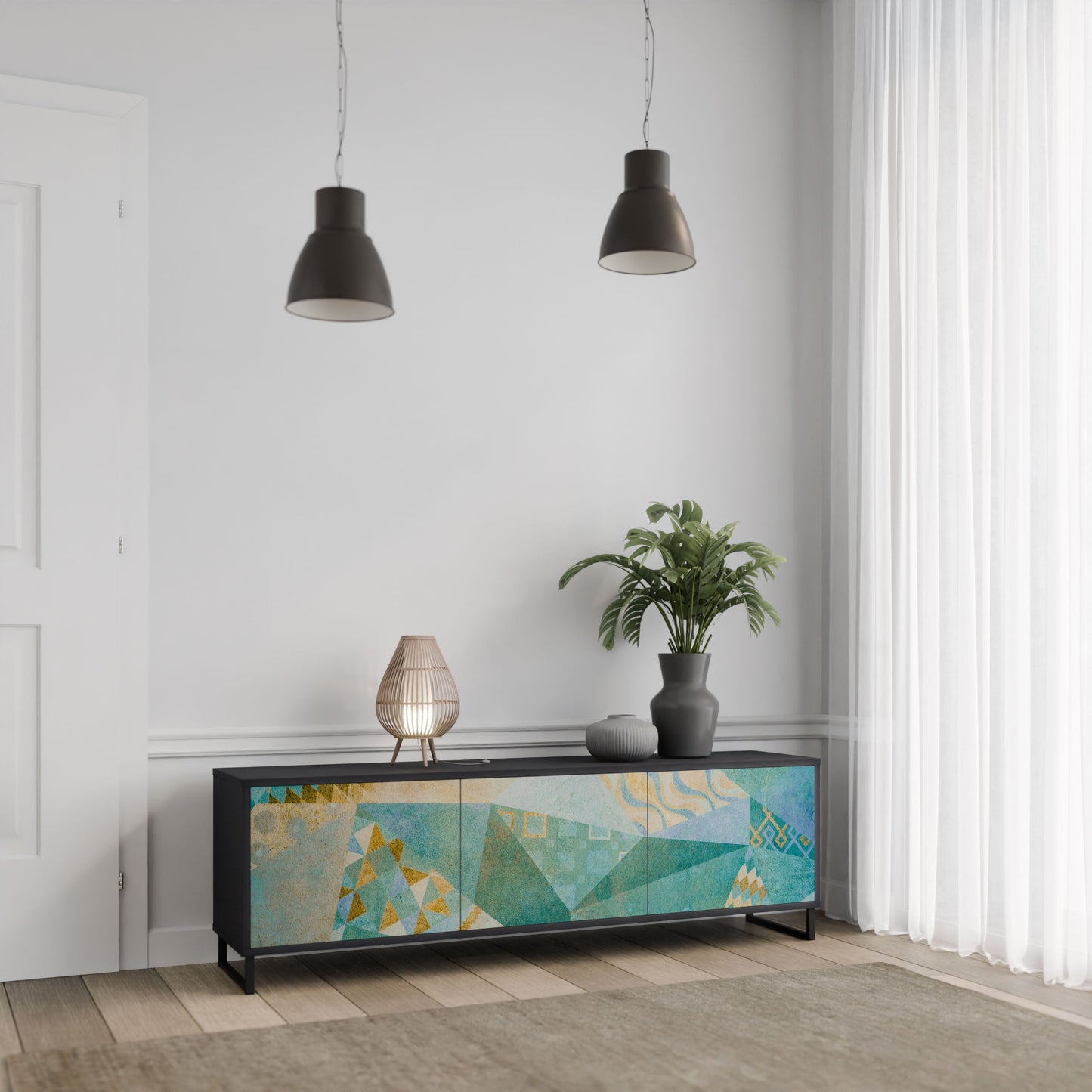 Mobile TV SPECTRUM SPLENDOR a 3 ante con finitura nera