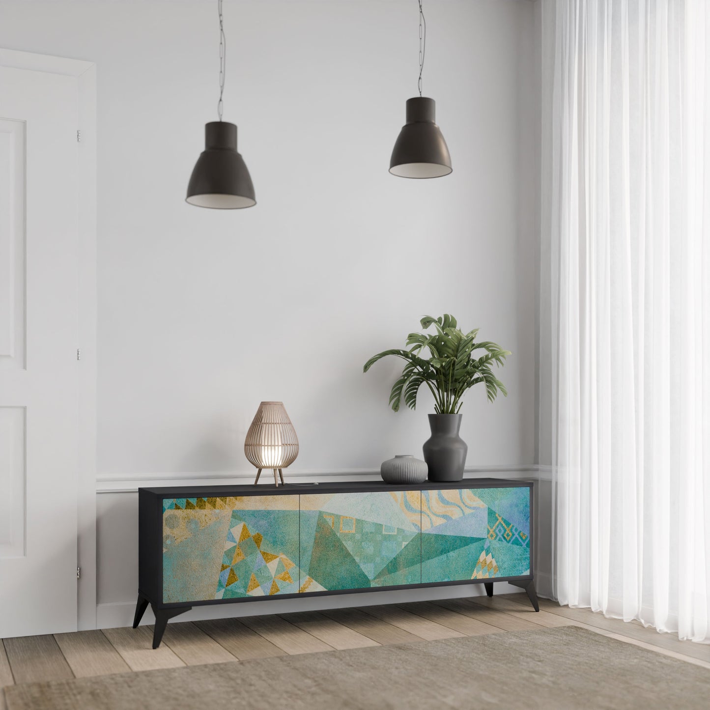 Mobile TV SPECTRUM SPLENDOR a 3 ante con finitura nera