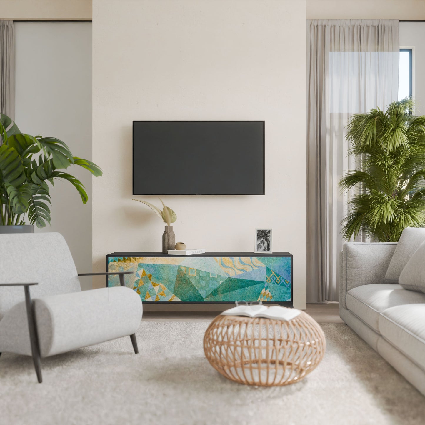 Mobile TV SPECTRUM SPLENDOR a 3 ante con finitura nera