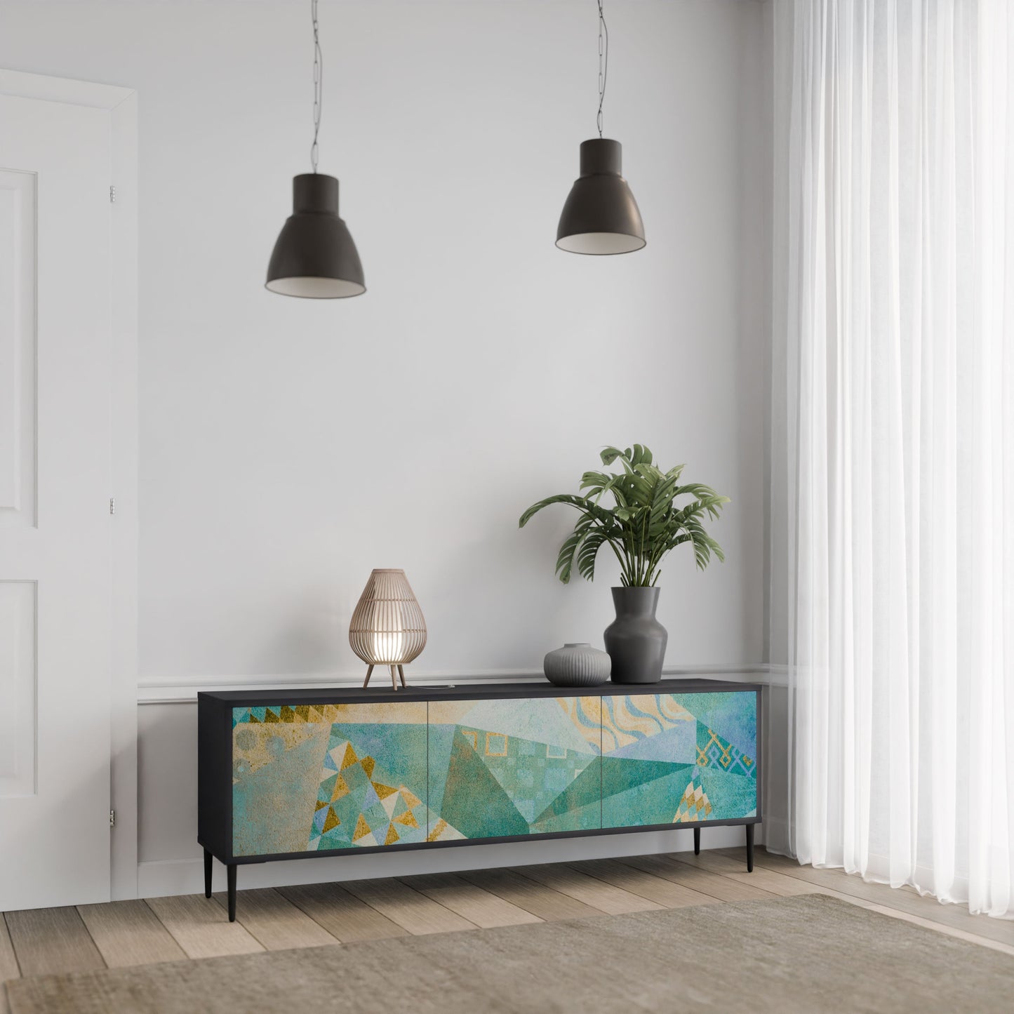 Mobile TV SPECTRUM SPLENDOR a 3 ante con finitura nera
