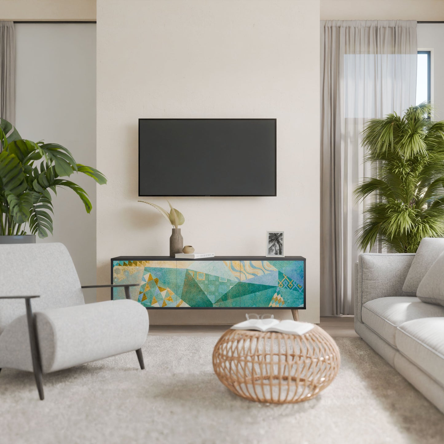 Mobile TV SPECTRUM SPLENDOR a 3 ante con finitura nera
