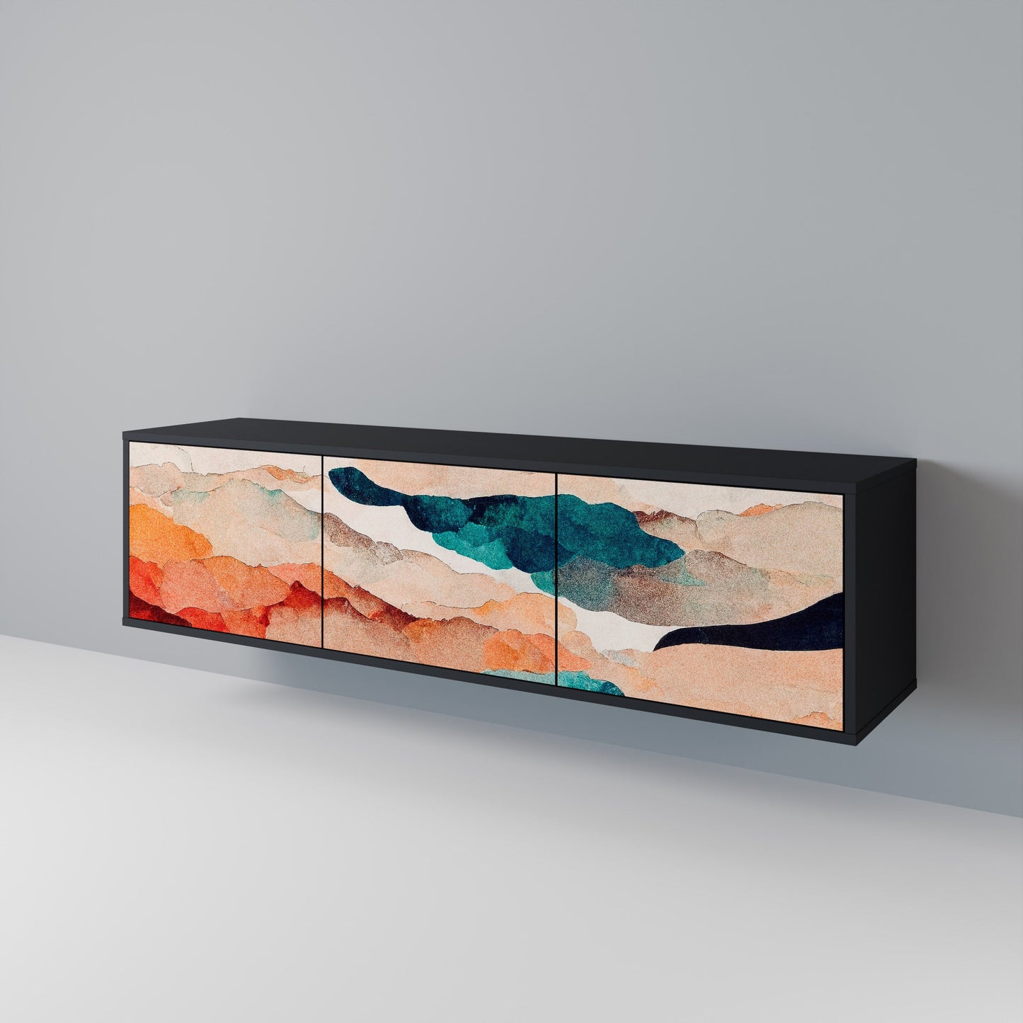 Mobile TV a 3 ante ABSTRACT LANDSCAPE in finitura nera