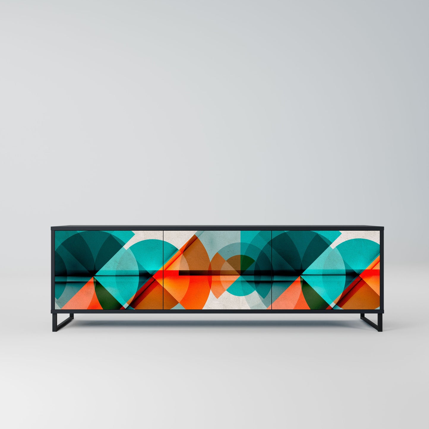 CIRCULAR RHAPSODY 3-Door TV Stand in Black Finish