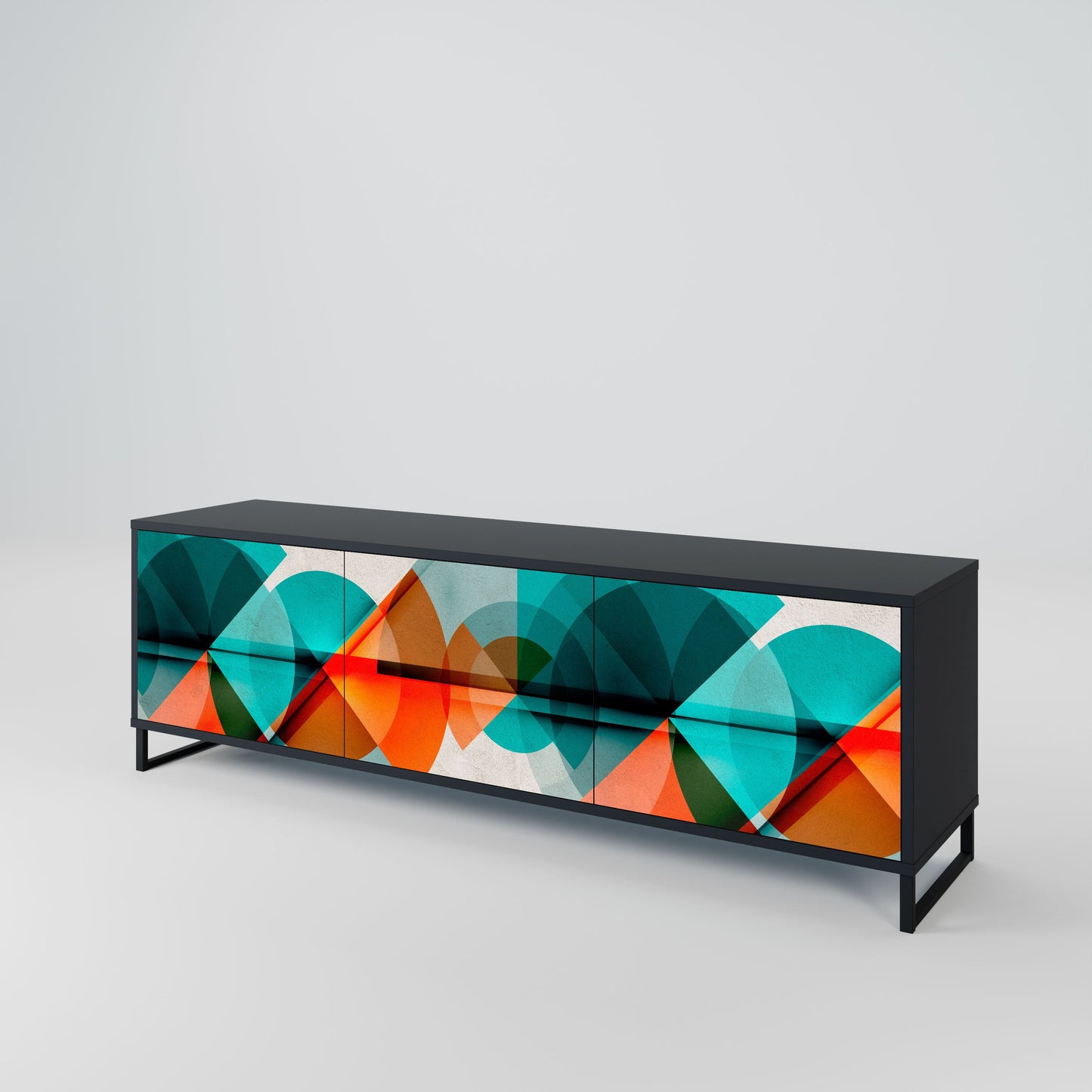 CIRCULAR RHAPSODY 3-Door TV Stand in Black Finish