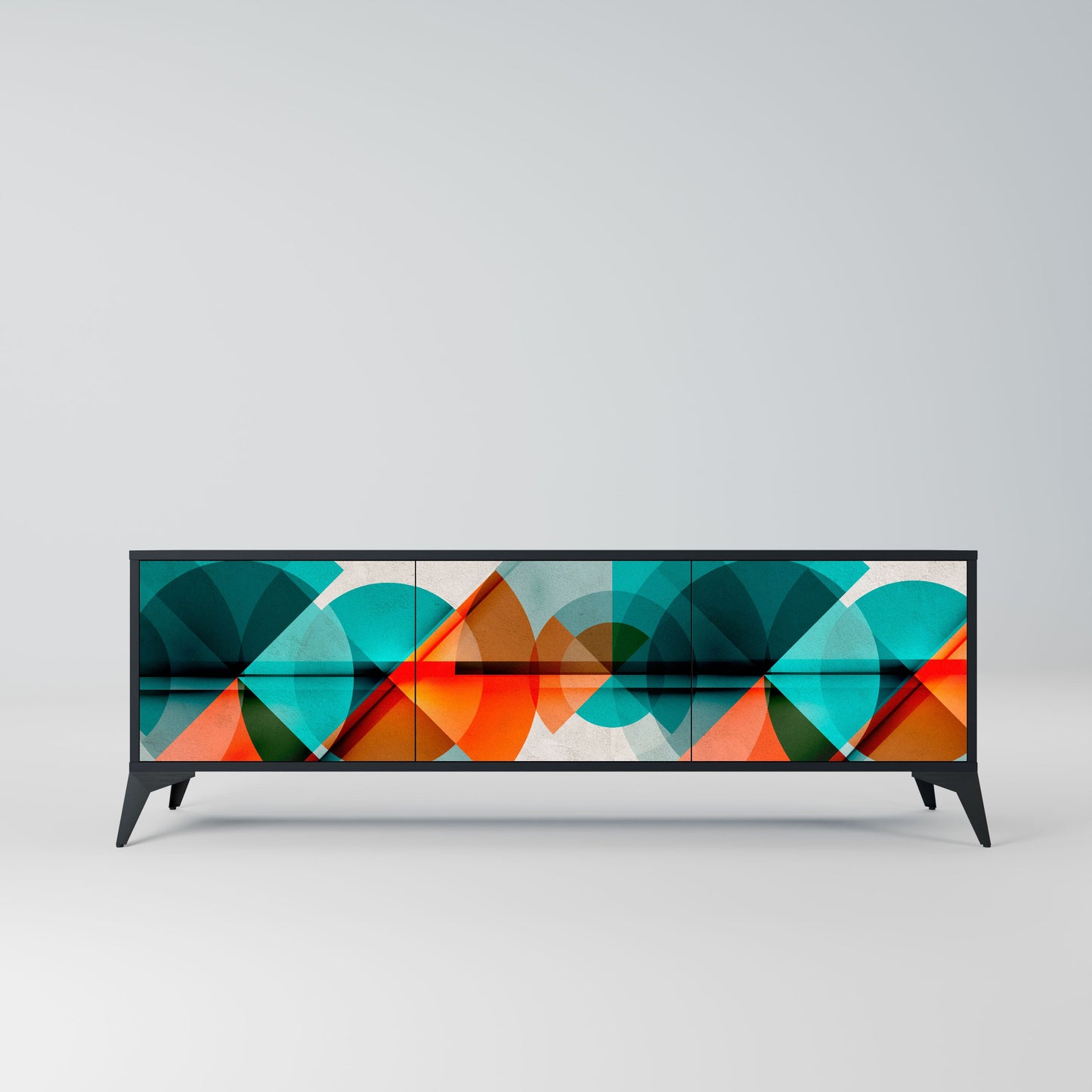 CIRCULAR RHAPSODY 3-Door TV Stand in Black Finish