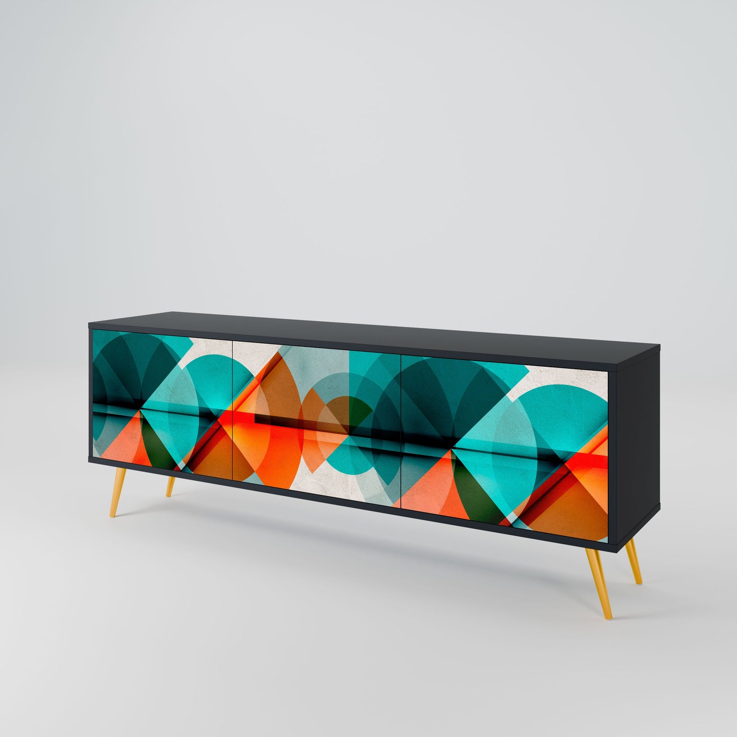 CIRCULAR RHAPSODY 3-Door TV Stand in Black Finish