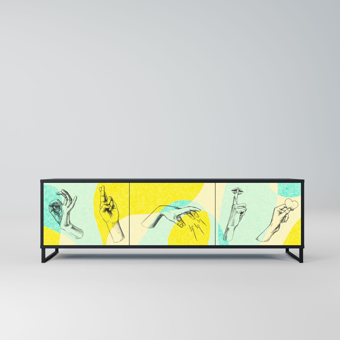 BODY LANGUAGE Mobile TV a 3 ante con finitura nera