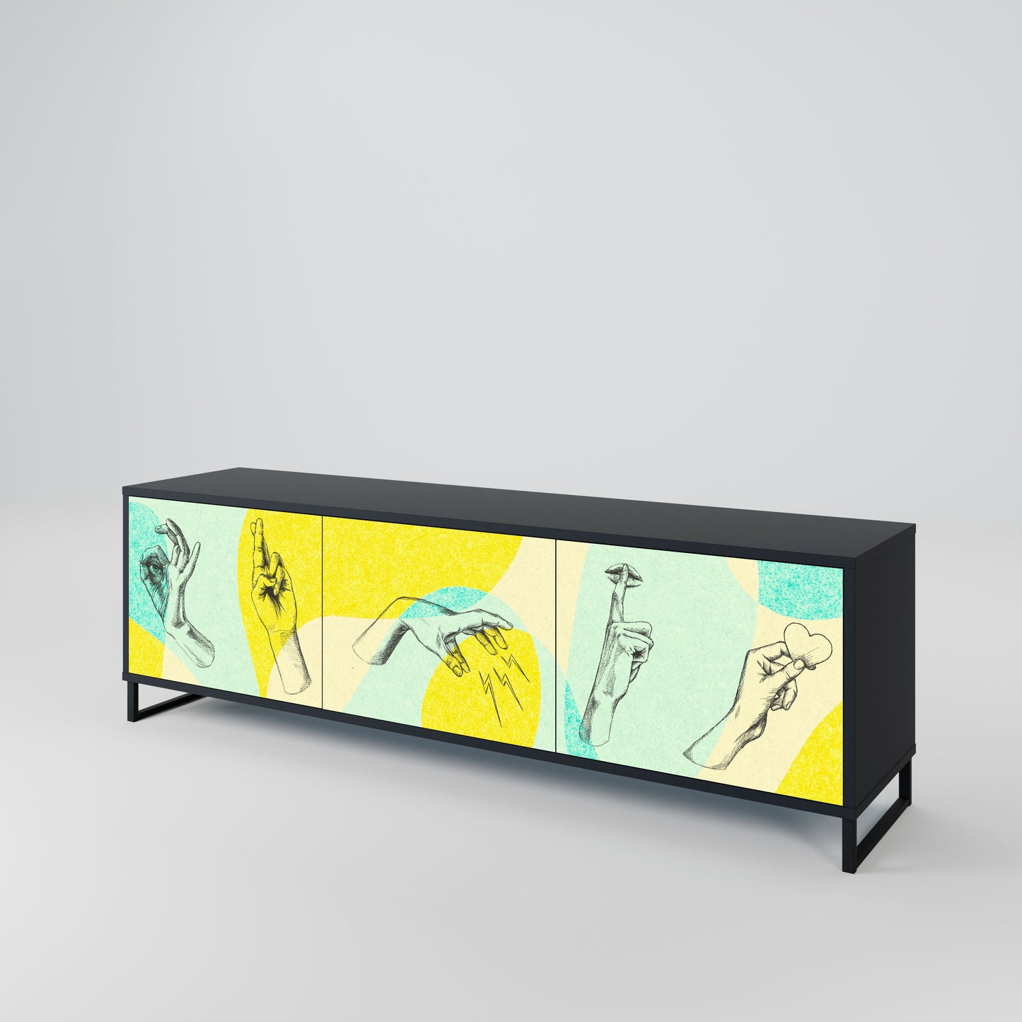 BODY LANGUAGE Mobile TV a 3 ante con finitura nera