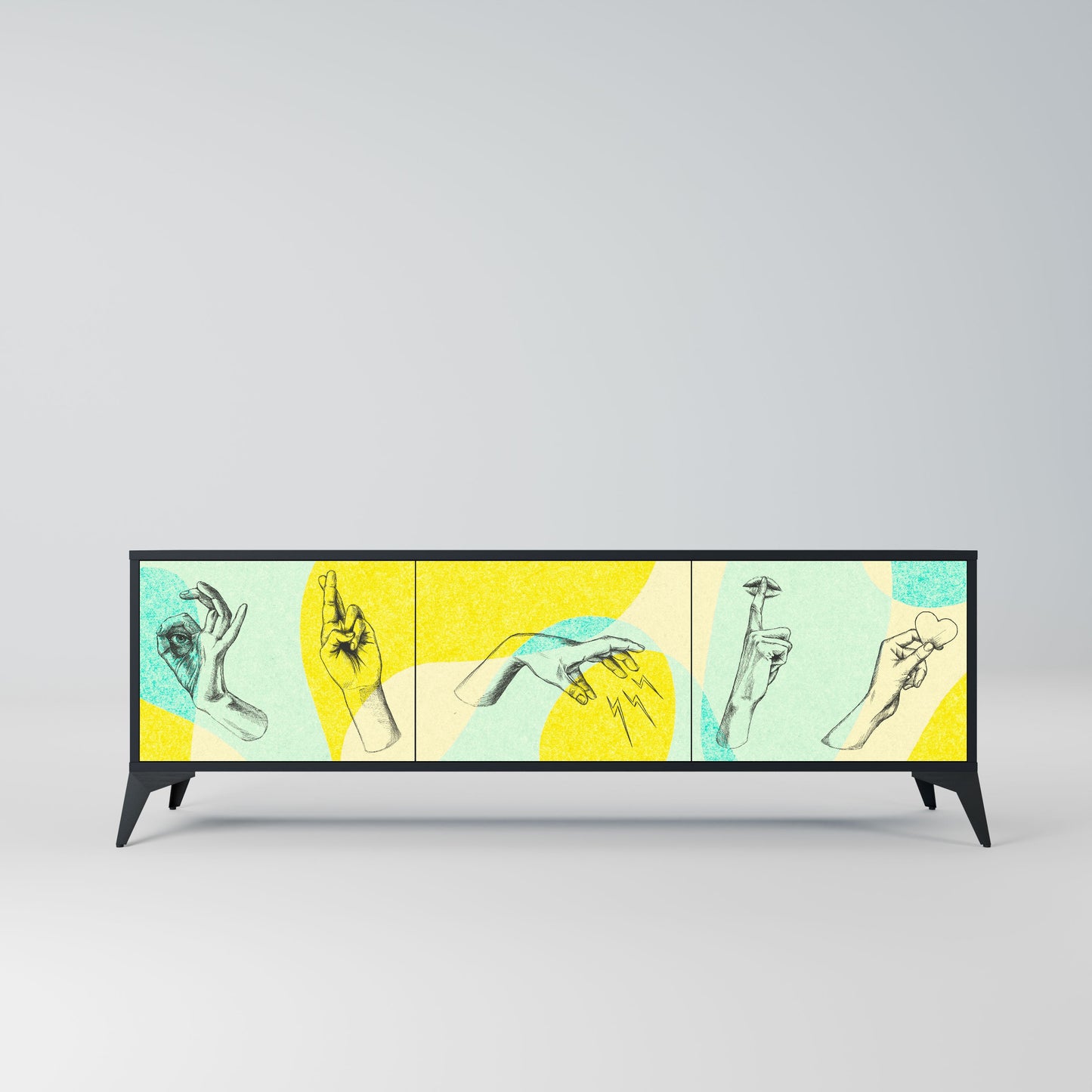 BODY LANGUAGE Mobile TV a 3 ante con finitura nera