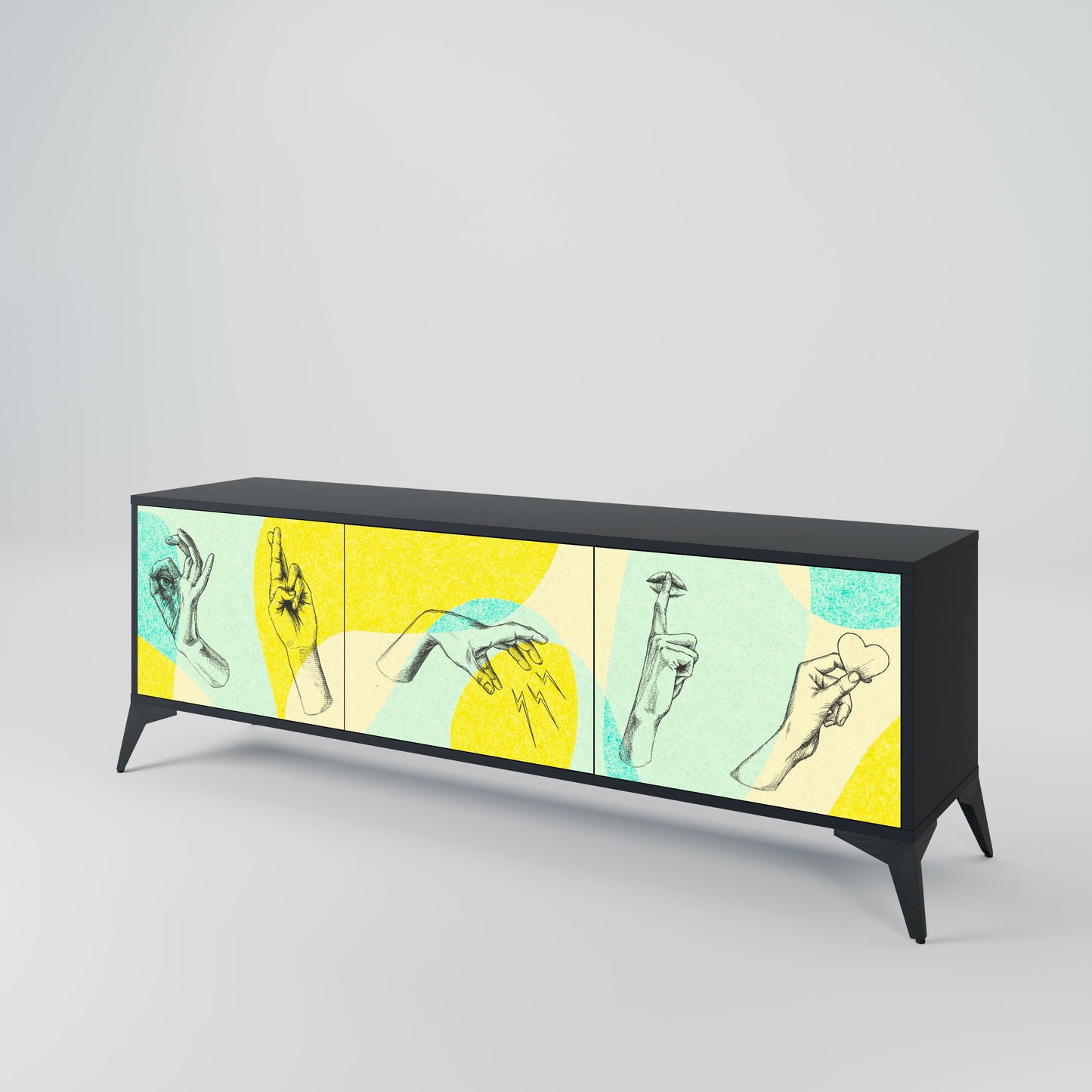 BODY LANGUAGE Mobile TV a 3 ante con finitura nera