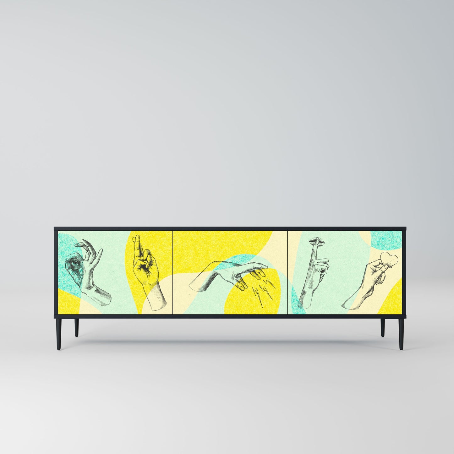 BODY LANGUAGE Mobile TV a 3 ante con finitura nera