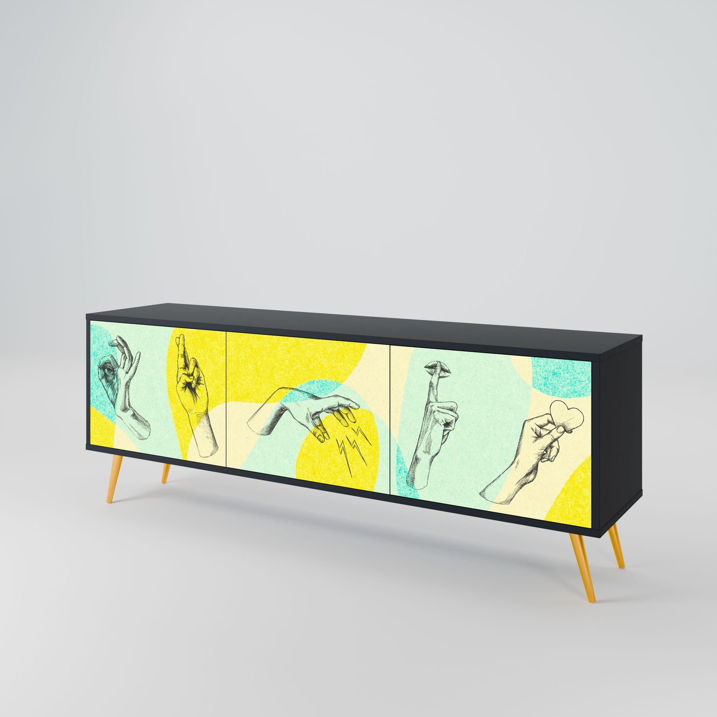BODY LANGUAGE Mobile TV a 3 ante con finitura nera
