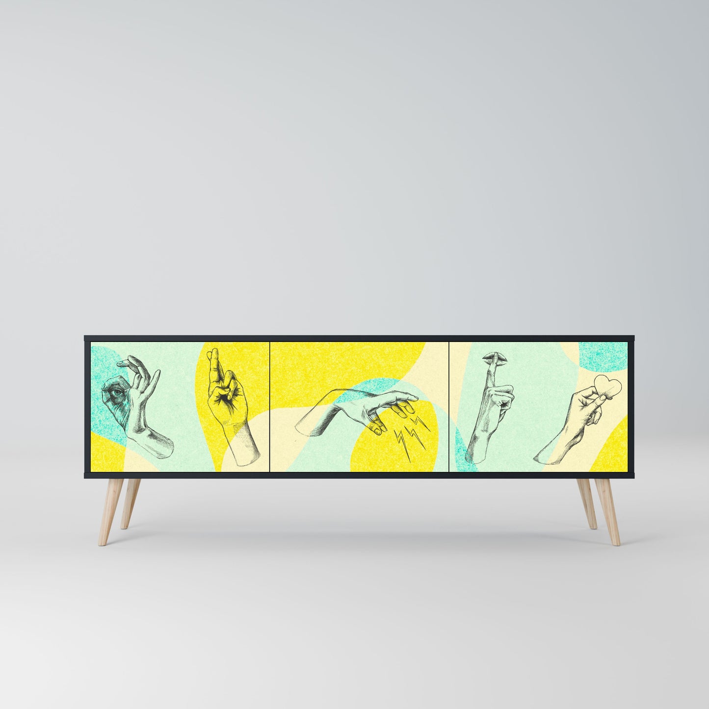 BODY LANGUAGE Mobile TV a 3 ante con finitura nera