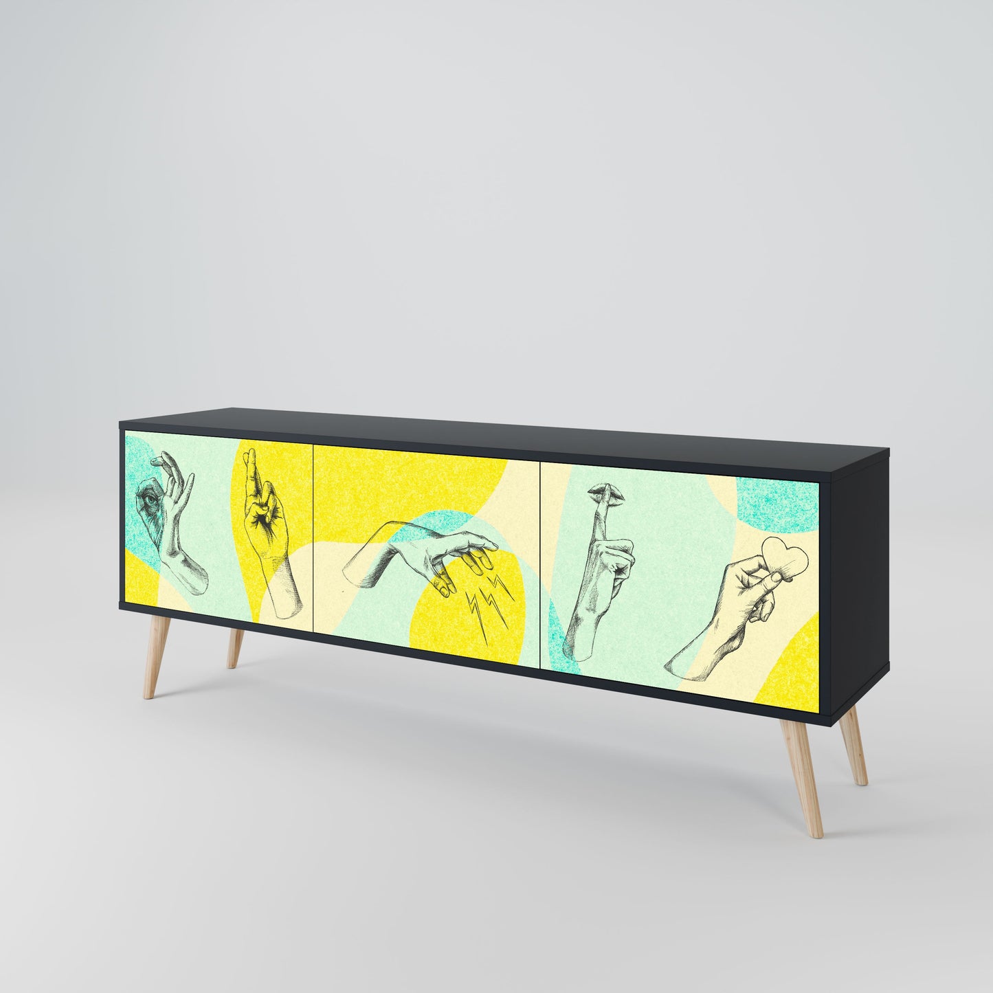 BODY LANGUAGE Mobile TV a 3 ante con finitura nera