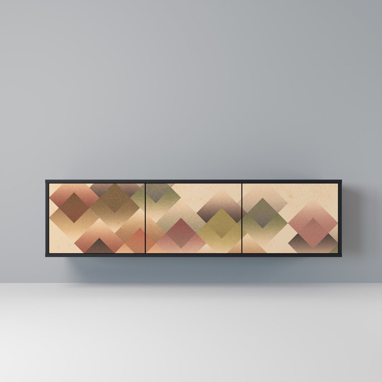 GEOMETRIC FUSION 3-Door TV Stand in Black Finish