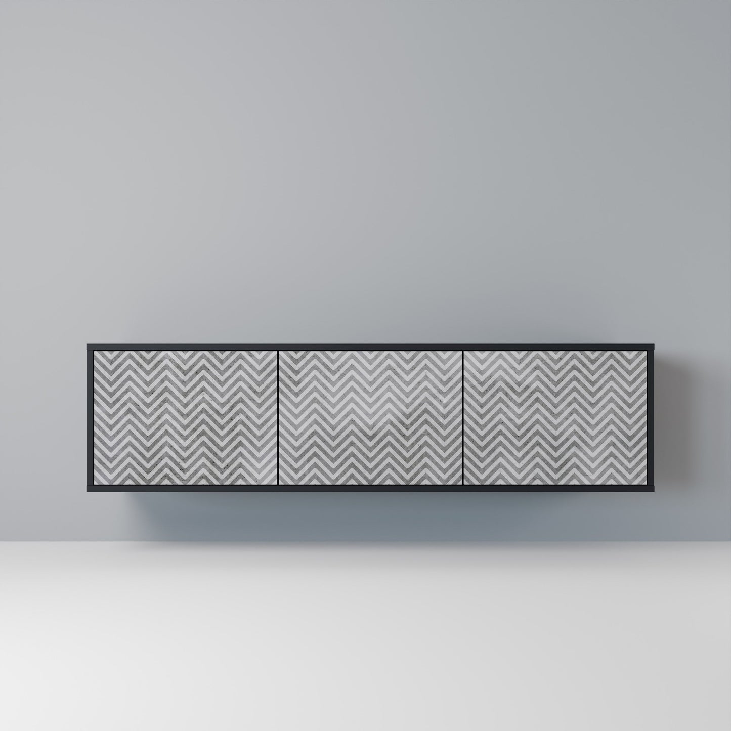 Mobile TV CONCRETE ZIG ZAG a 3 ante in finitura nera