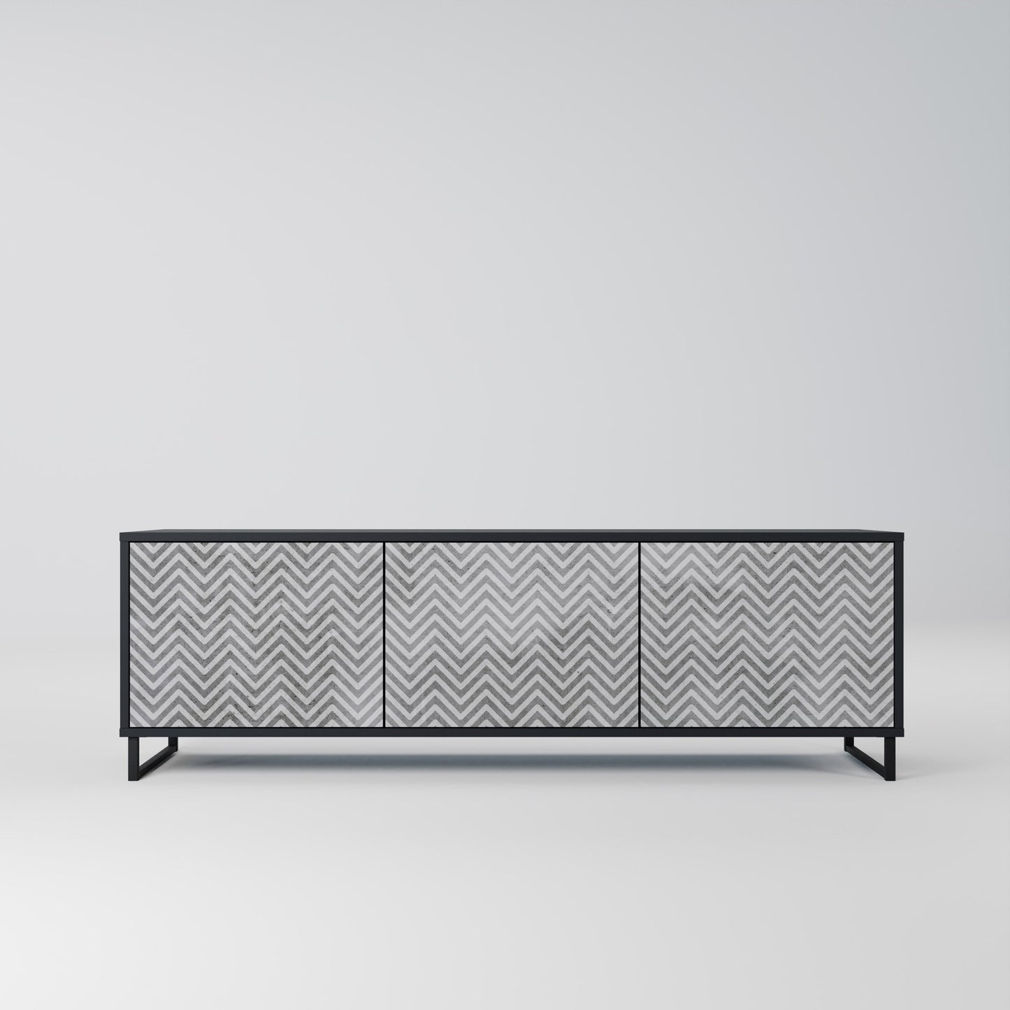 Mobile TV CONCRETE ZIG ZAG a 3 ante in finitura nera