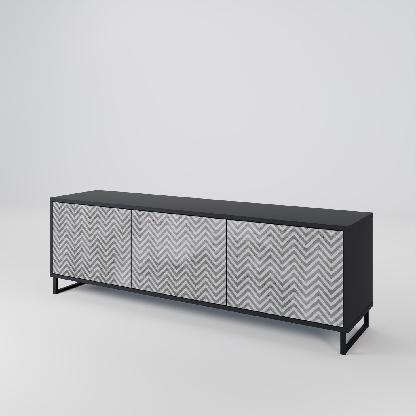 Mobile TV CONCRETE ZIG ZAG a 3 ante in finitura nera