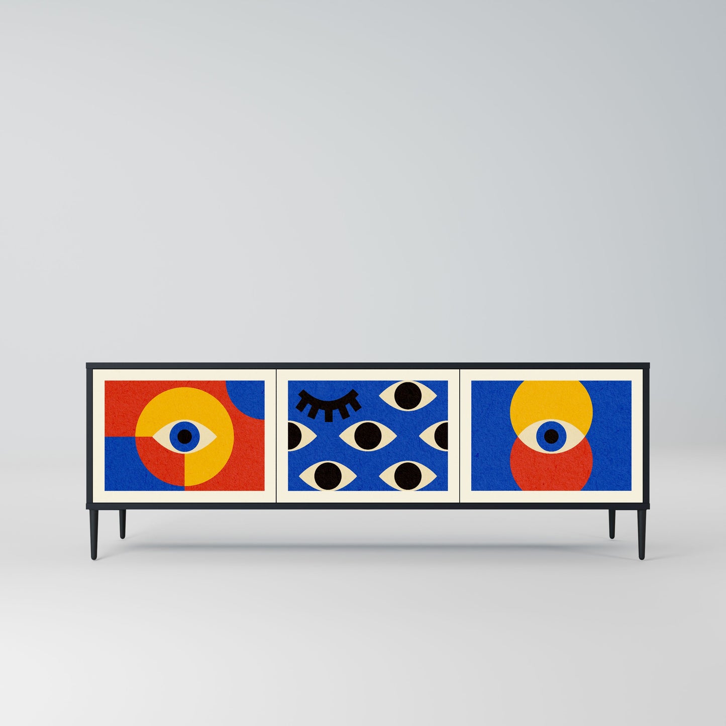 Mobile TV GEOMETRIC EYES a 3 ante in finitura nera