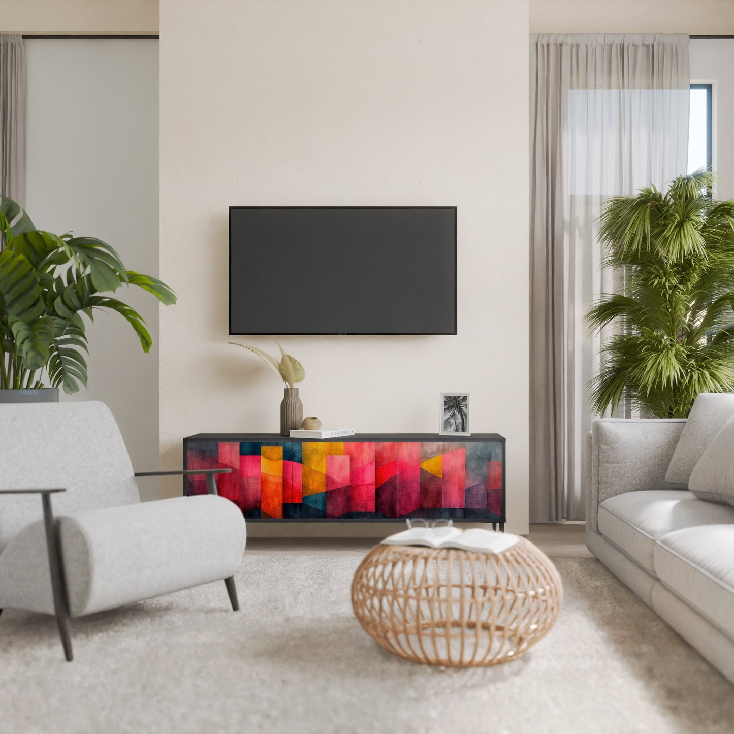 Mobile TV a 3 ante COLORFUL SOUNDS in finitura nera