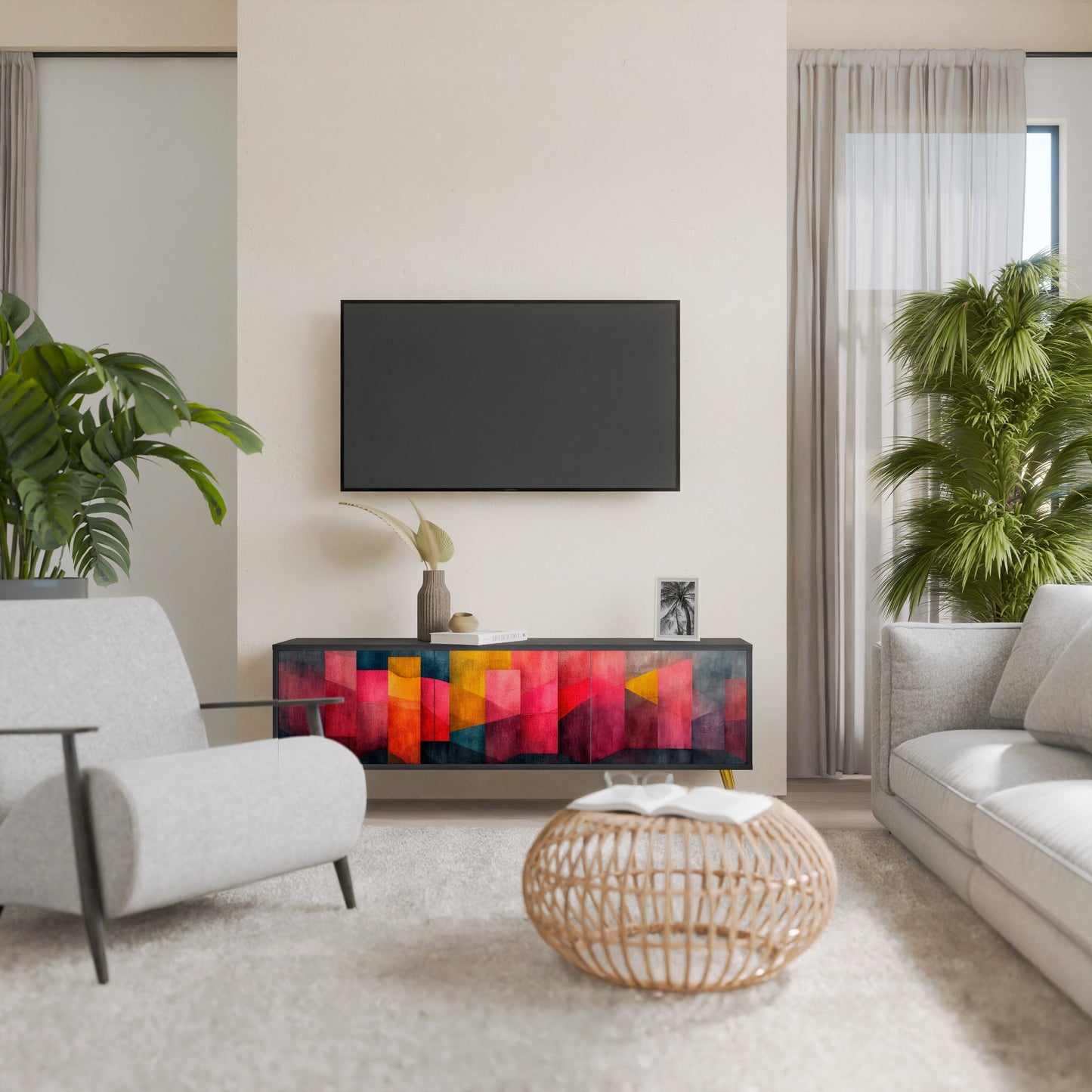 Mobile TV a 3 ante COLORFUL SOUNDS in finitura nera
